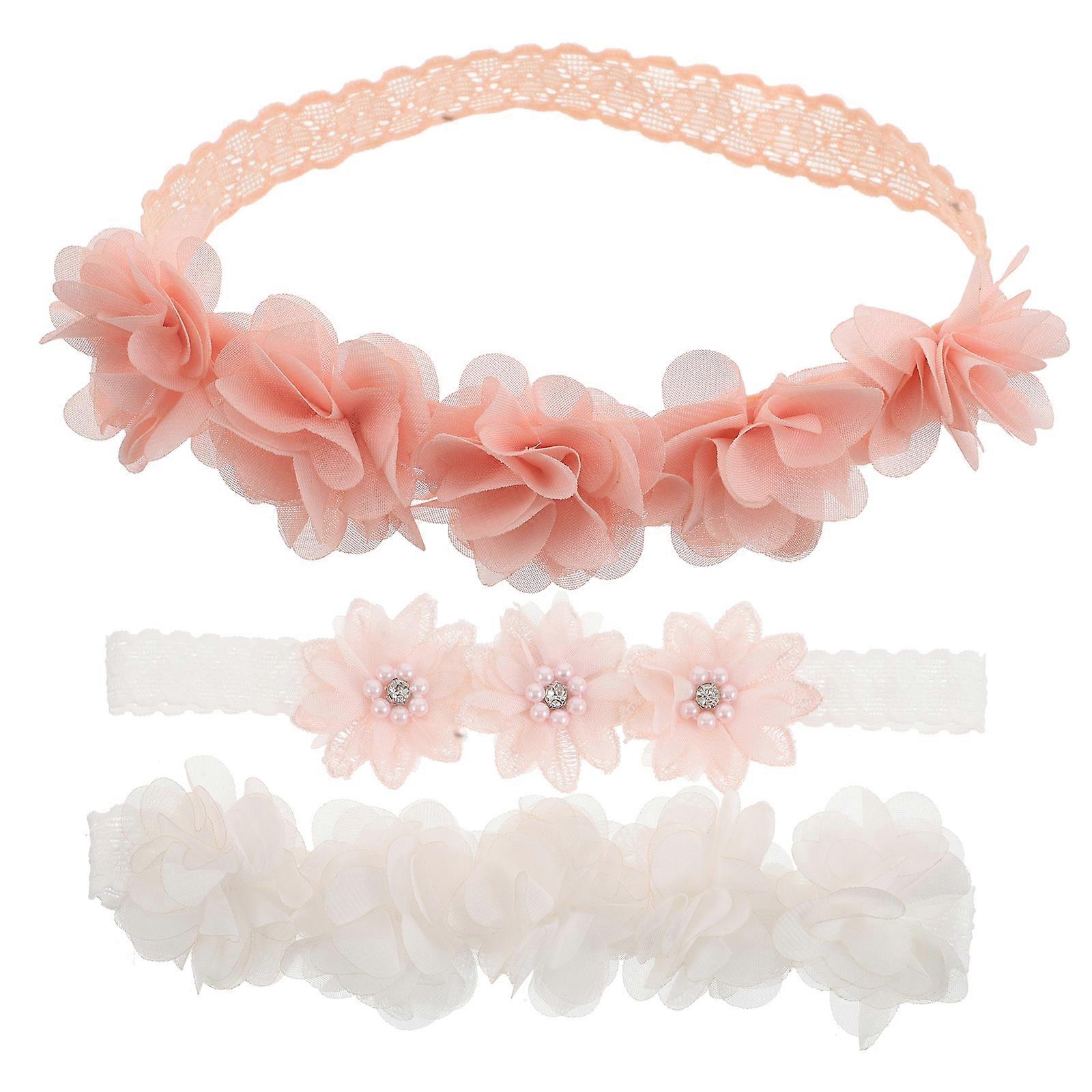 Here's a polished and professional product description based on your input:
**3pcs Soft Elastic Flower Hair Bands for Newborns – Lightweight &