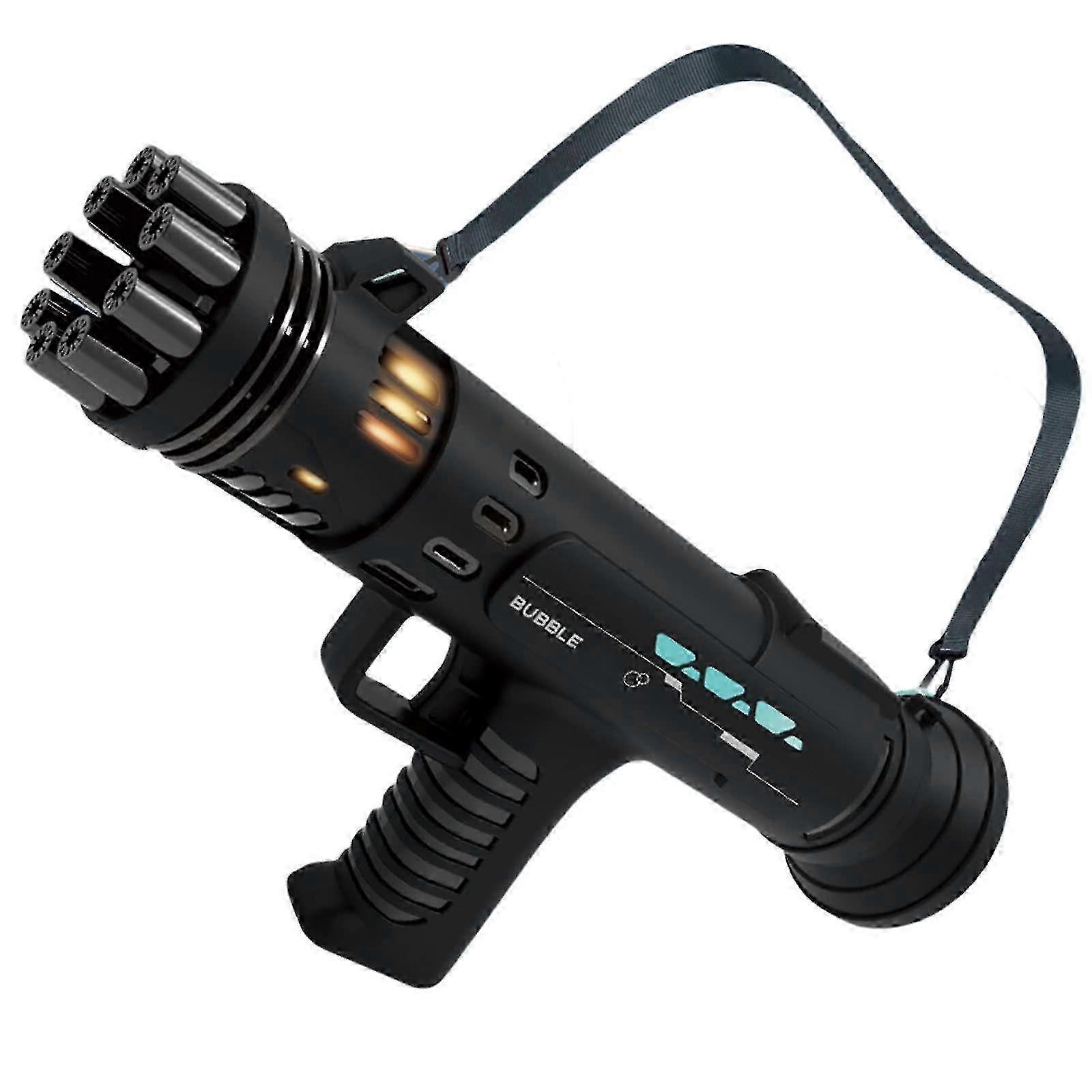 2025 Bubble Gatling Gun, Porous Luminous Rocket Launcher Automatic Bubble Blowing Machine Battery Powered