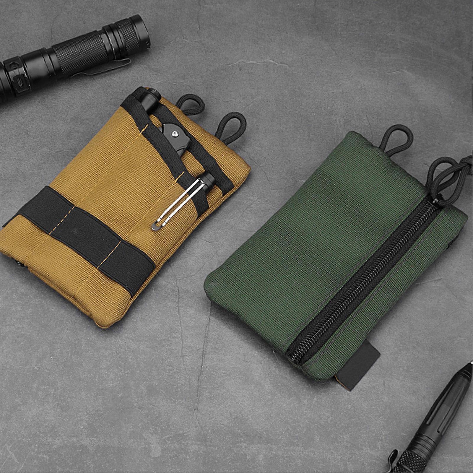 Mini Wallet Key Pen Organizer Card Case Knife Tool Flashlight Storage Pack for Men Khaki 