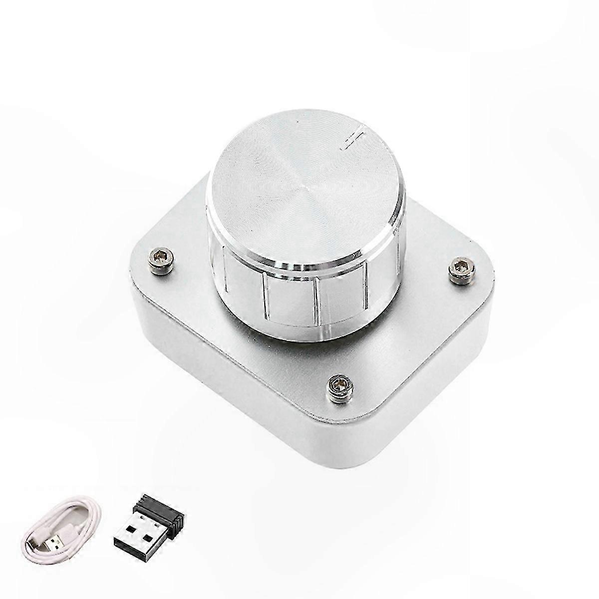 Single Knob Volume Controller with USB, 2.4G, and Bluetooth Modes - Silver Finish