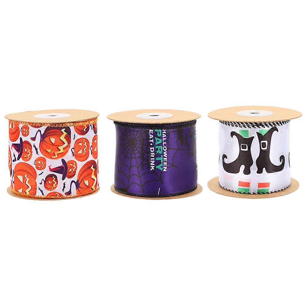 Assorted Color Ribbon Bulk For Halloween 3 Rolls Wreath And Gift Wrapping