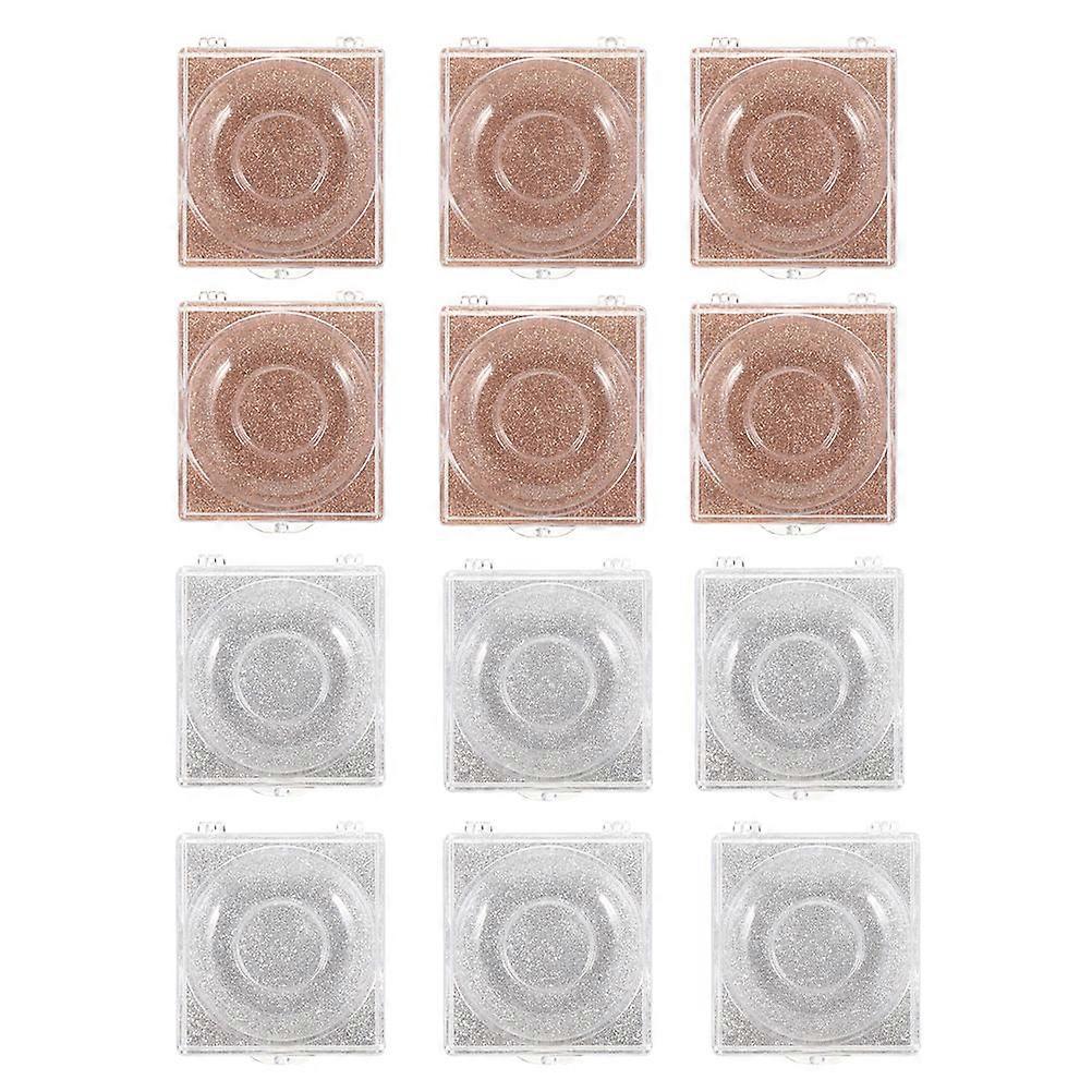 False Eyelash Case with Glitter Bottom Cards for Storage Use Lightweight Plastic and Secure Seal Assorted Color