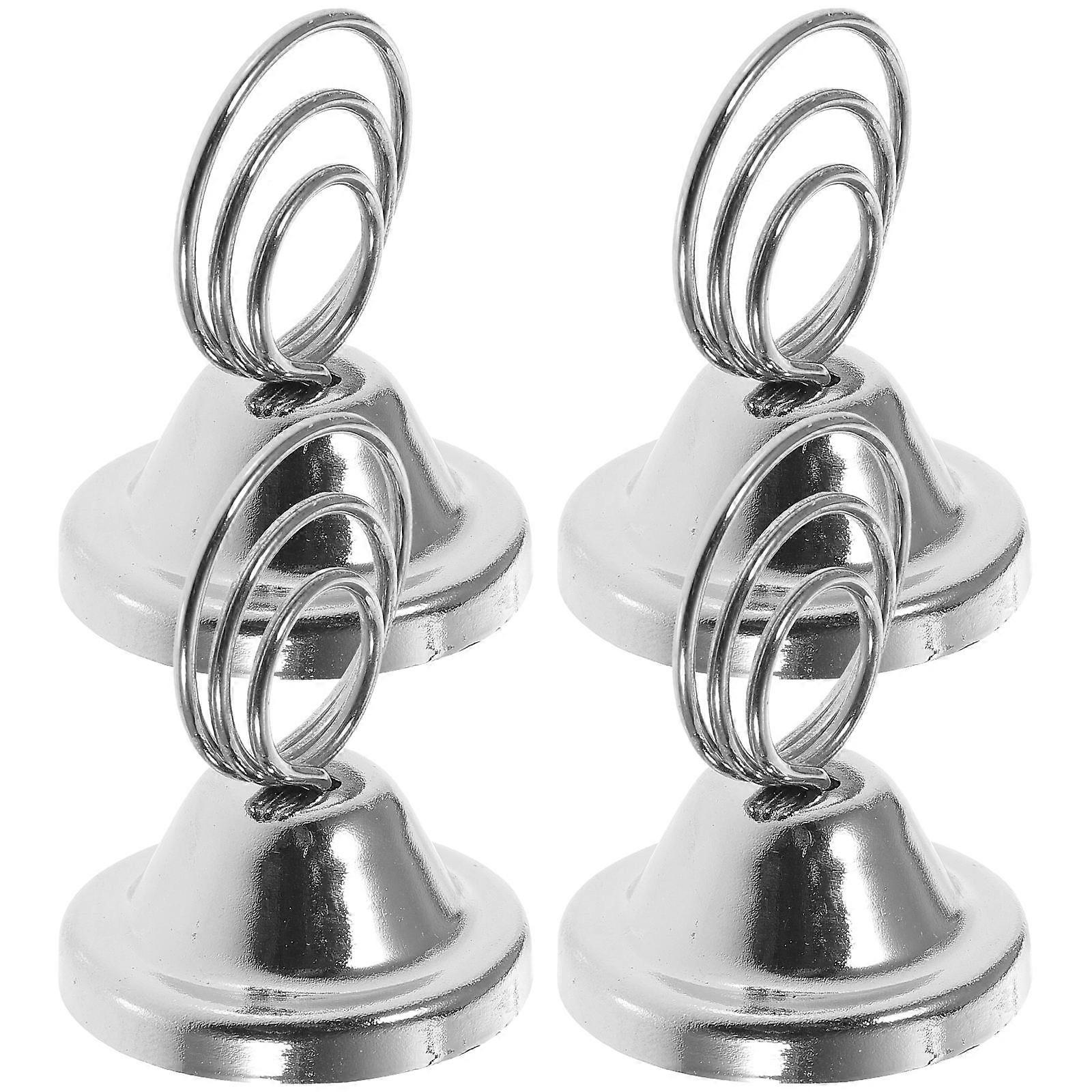 4pcs Silver Table Number Holders with Stable Base, Memo & Place Card Clips for Wedding, Restaurant, Office – Compact Photo & Menu Display