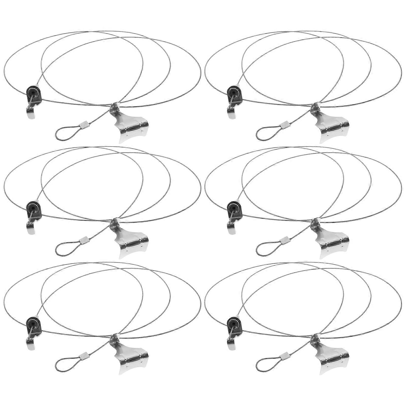 6 Sets Adjustable Picture Hanging Wire System with Rolled Steel Hooks for Various Walls