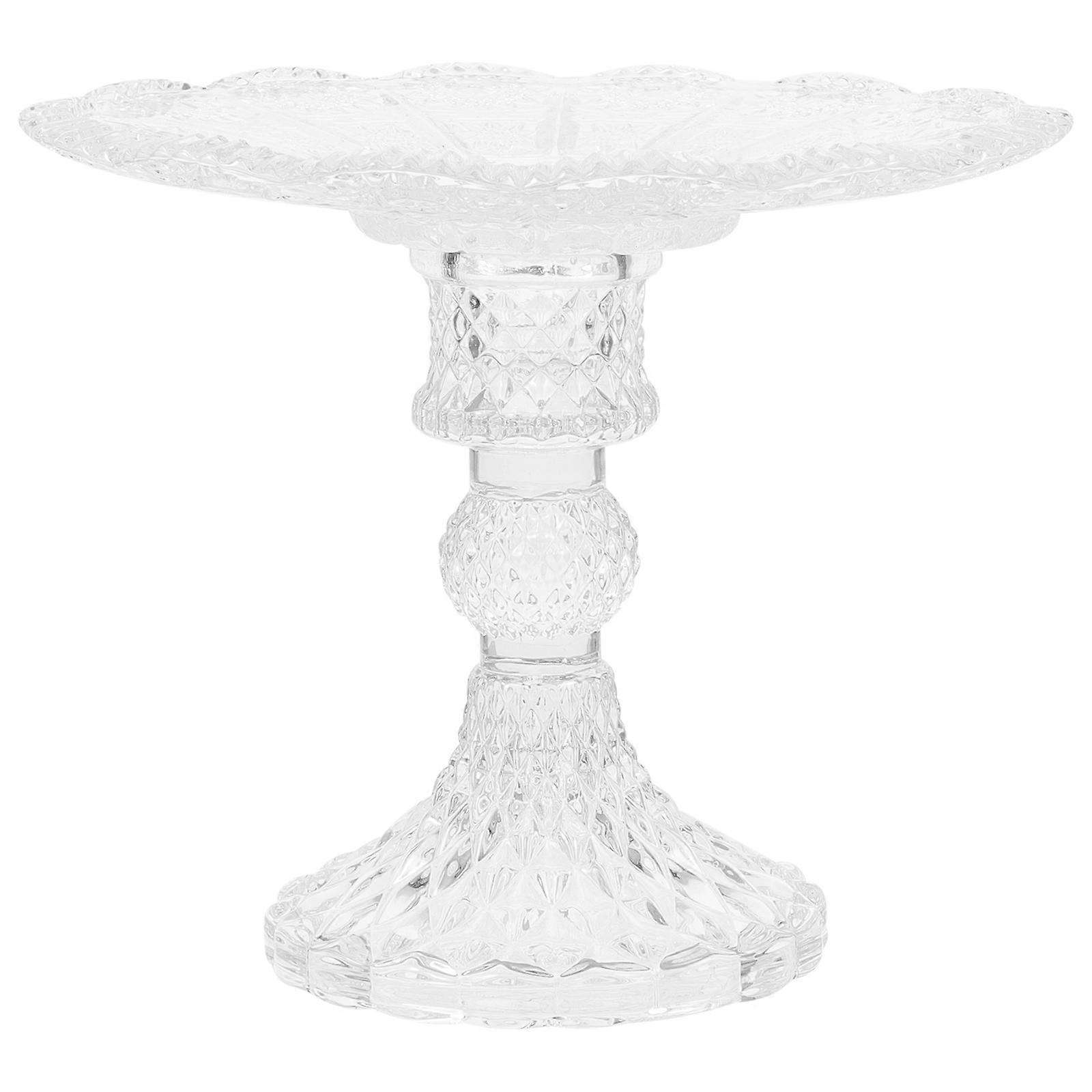 Vintage Style Footed Glass Serving Tray for Appetizers, Dried Fruits, and Desserts – Patterned Design for Home Use