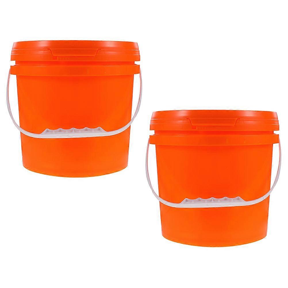 Orange Plastic Bucket with Handle for Storage Use Safe Durable Compact Design 2 Pcs
