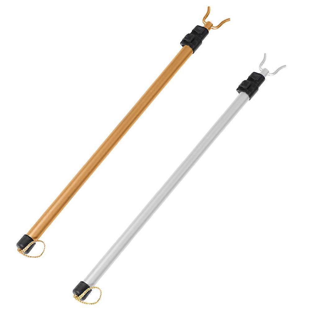 Telescopic Hook Rod 2Pcs Clothes Hanger Pole Suitable For Christmas Lighting Placement Assorted Color Material