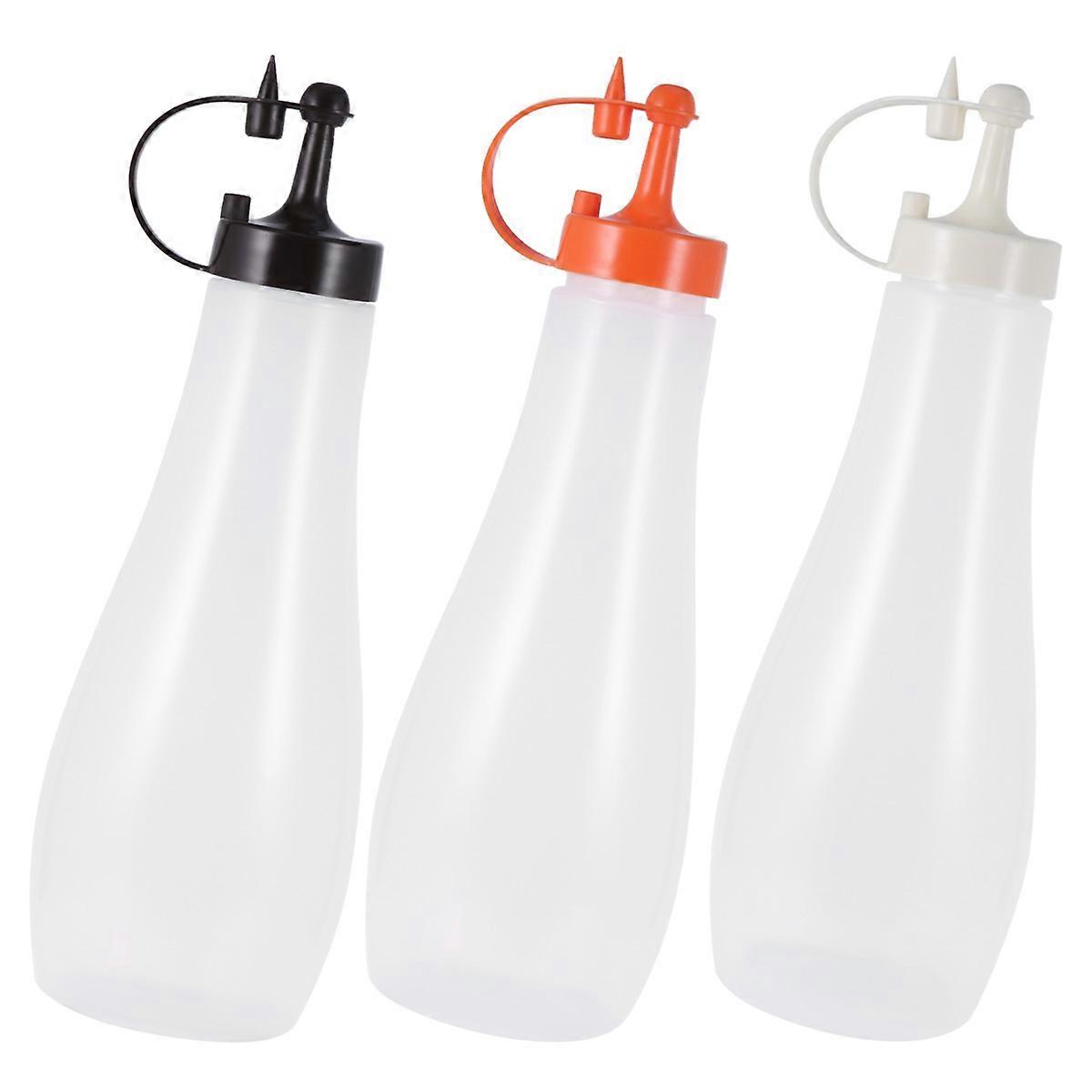 Squeeze Sauce Bottles 3Pcs Cream Color Lightweight Storage Option For Kitchen Accessories 8X8X25.5Cm With Pouring Capability