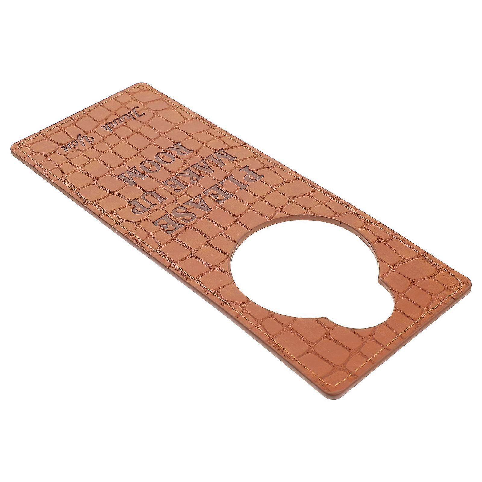 Do Not Disturb Door Sign Double Sided for Home Use Brown PU Material inches