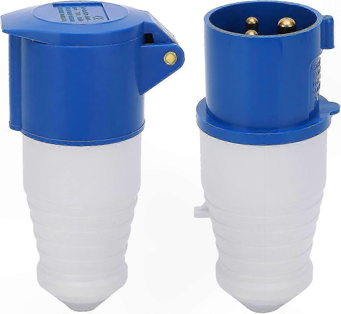 2-Pack 16A 3-Hole 220-250V Single-Phase Explosion-Proof Industrial Sockets