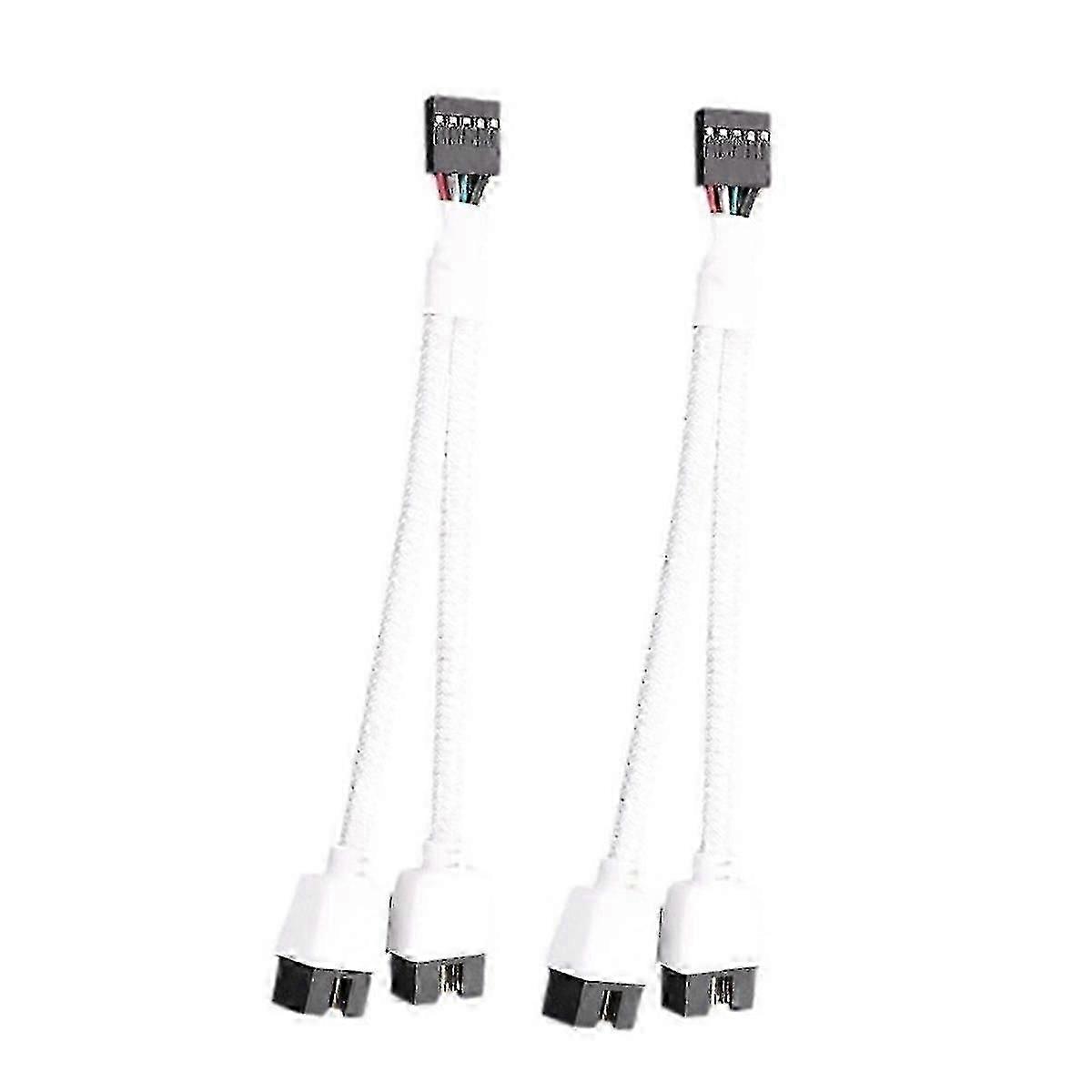2Pcs Computer Motherboard USB 2.0 9 Pin to Dual 9 Pin Extension Cable Y Splitter
