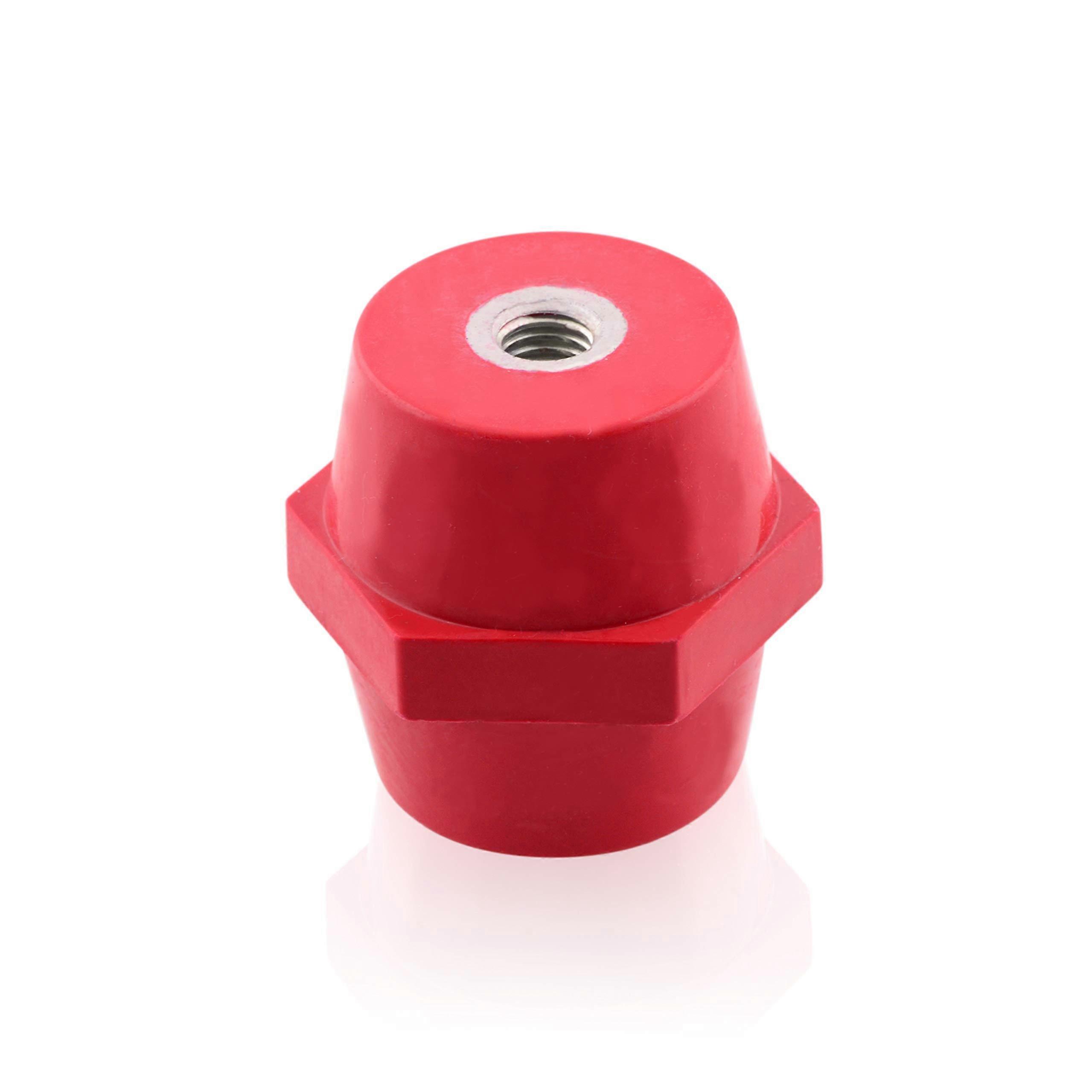 M8 Pin Insulator Red 45 x 46 mm Polyester Resin Self-Extinguishing Busbar Holder - Pack of 1