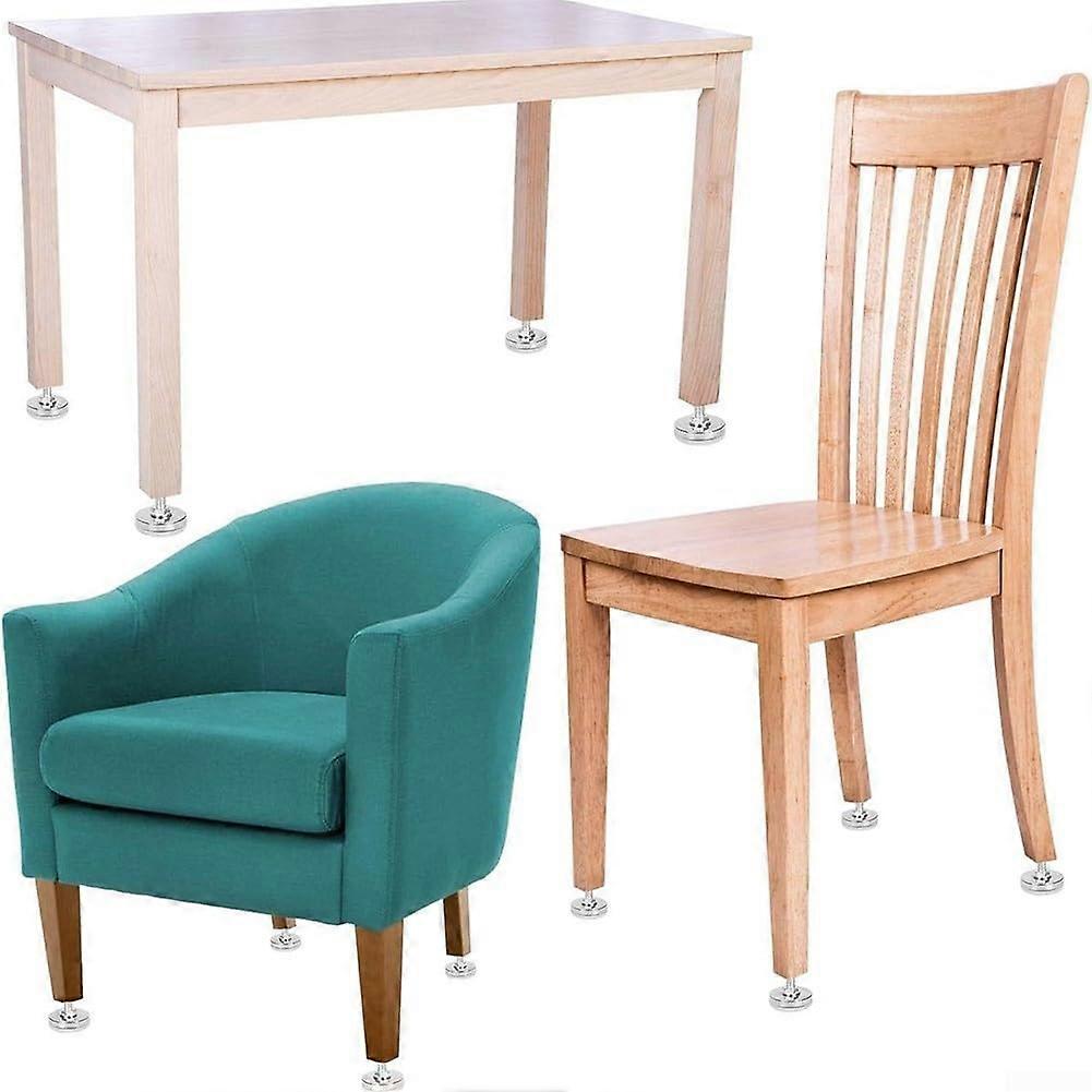 Stabilisierende Nivellierfüße M8 x 30 mm für Tisch und Stühle, 4 Stück, Silber, Belastbar, Φ27 x 10 mm