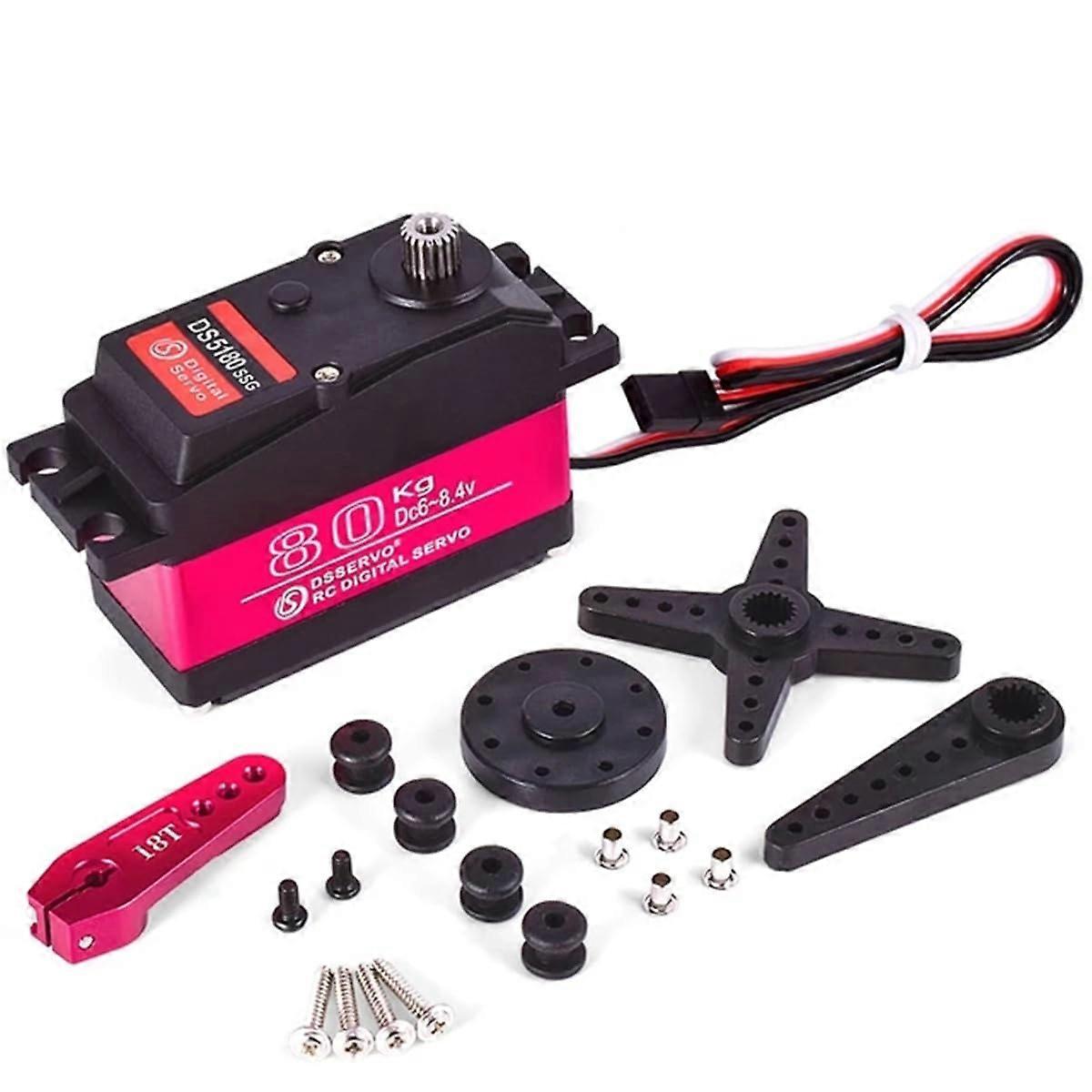 80 kg Torque HV DC 8.4 V Waterproof Metal Gear Digital Servo with Servo Horn Arm Screw Kit for HPI Baja 5B SS 1/5 RC Car, Control Angle 270°