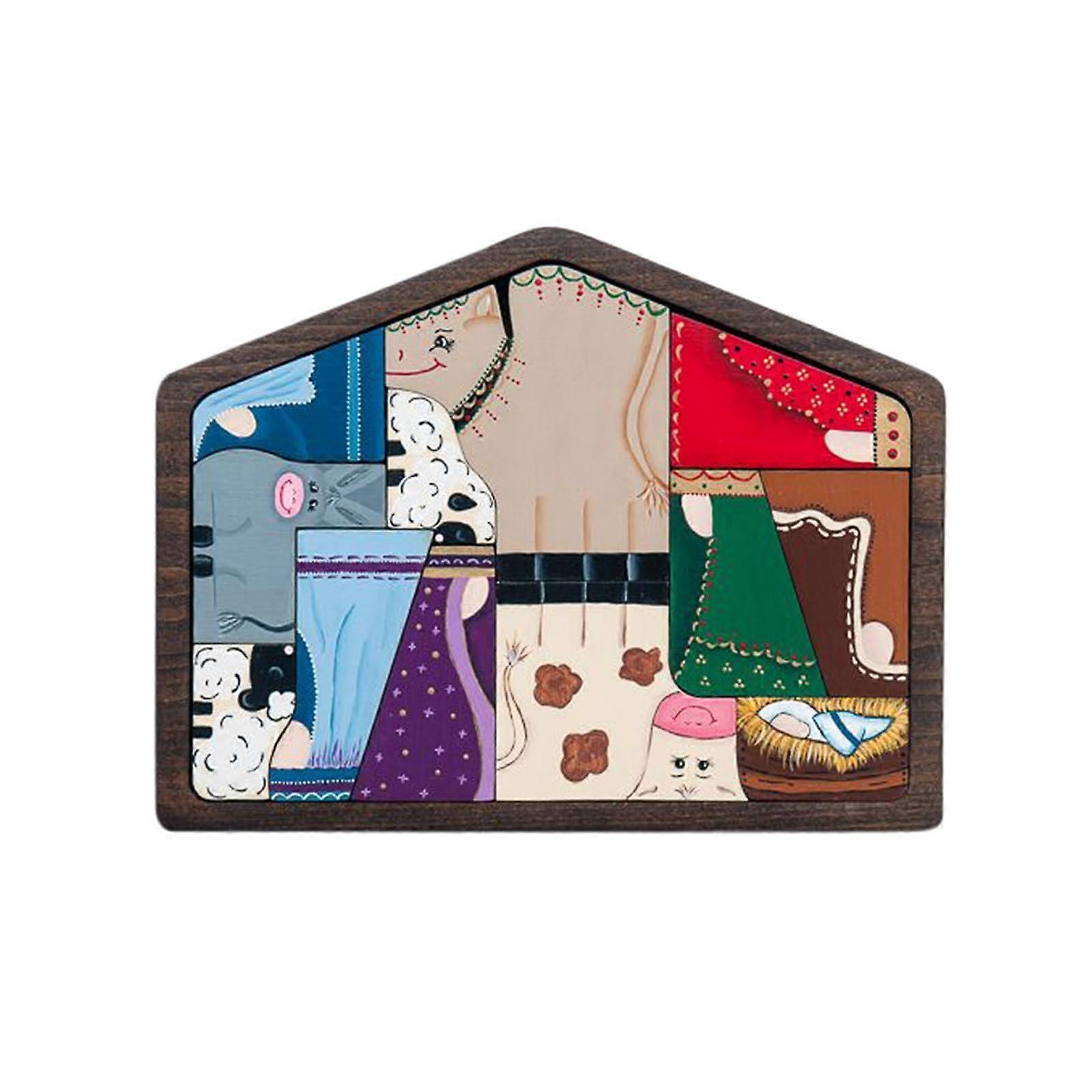 Nativity Puzzle Boxwood Intricately Carved Jesus Nativity Display For Religious Home Decor And Collectors