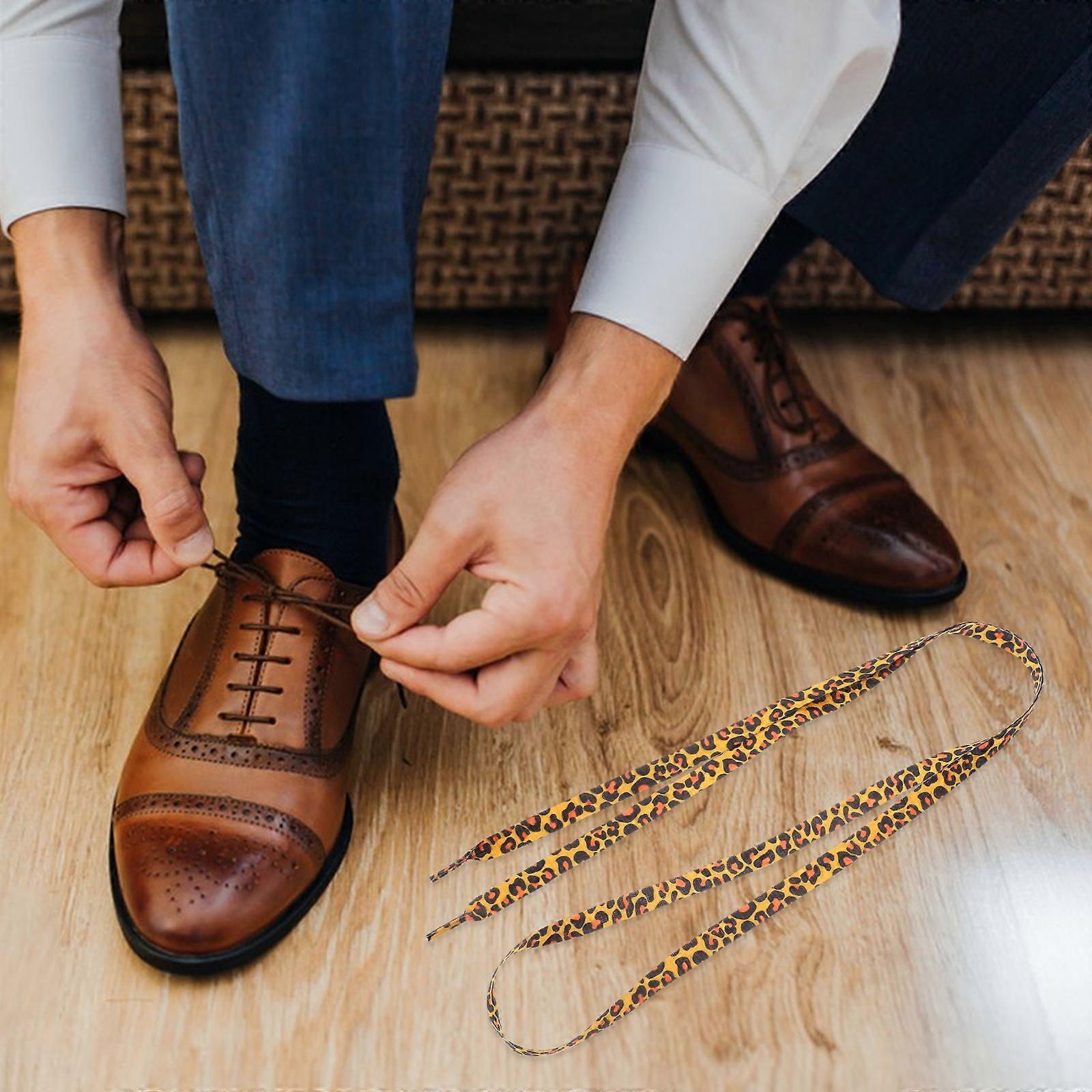 2Pair Classic Flat Shoelaces Creative Shoe Ties Cool Shoe Accessories (Leopard)
