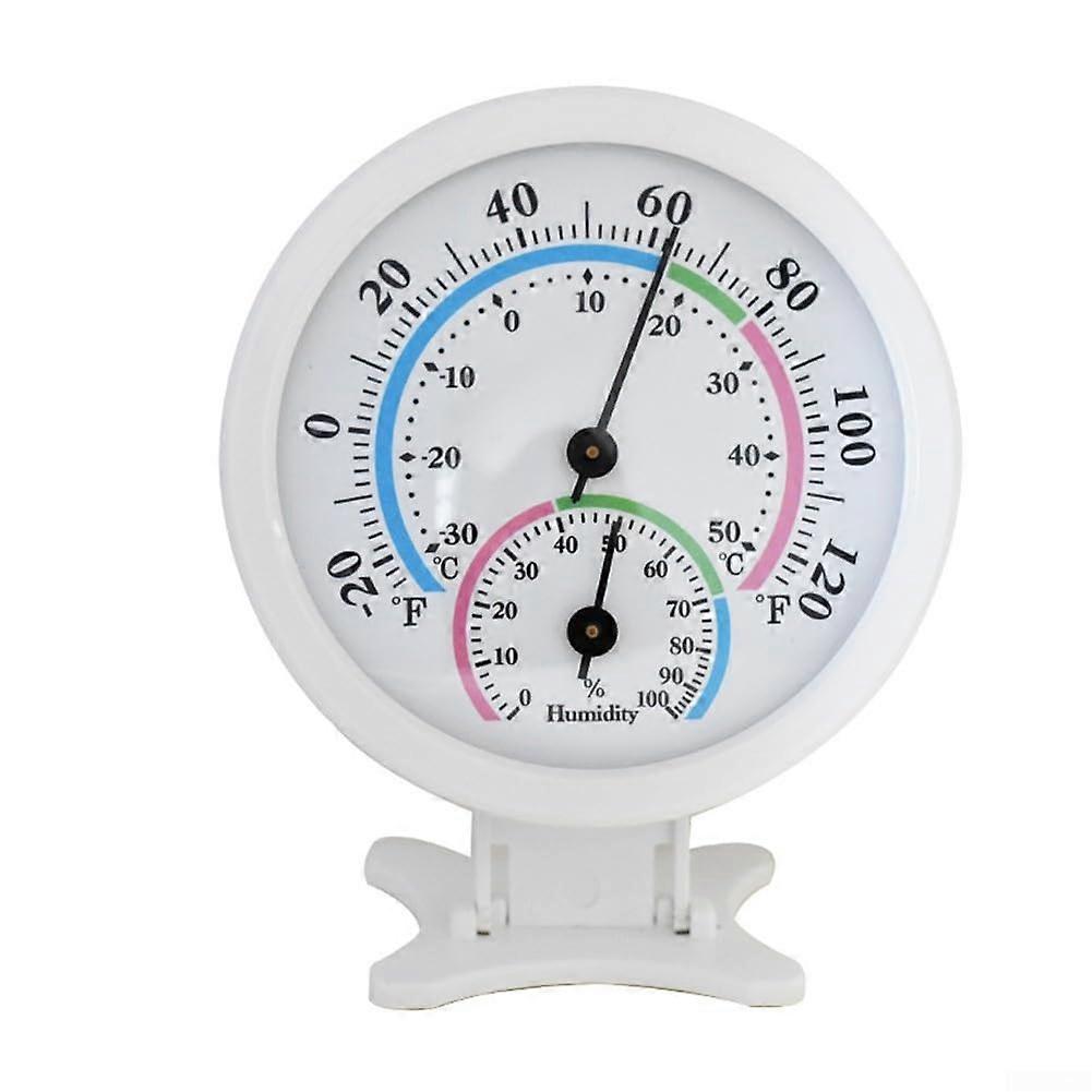 Easy to Read Mini Pointer Thermometer and Hygrometer, Construction for Continuous Temperature and Humidity Monitoring (White)
