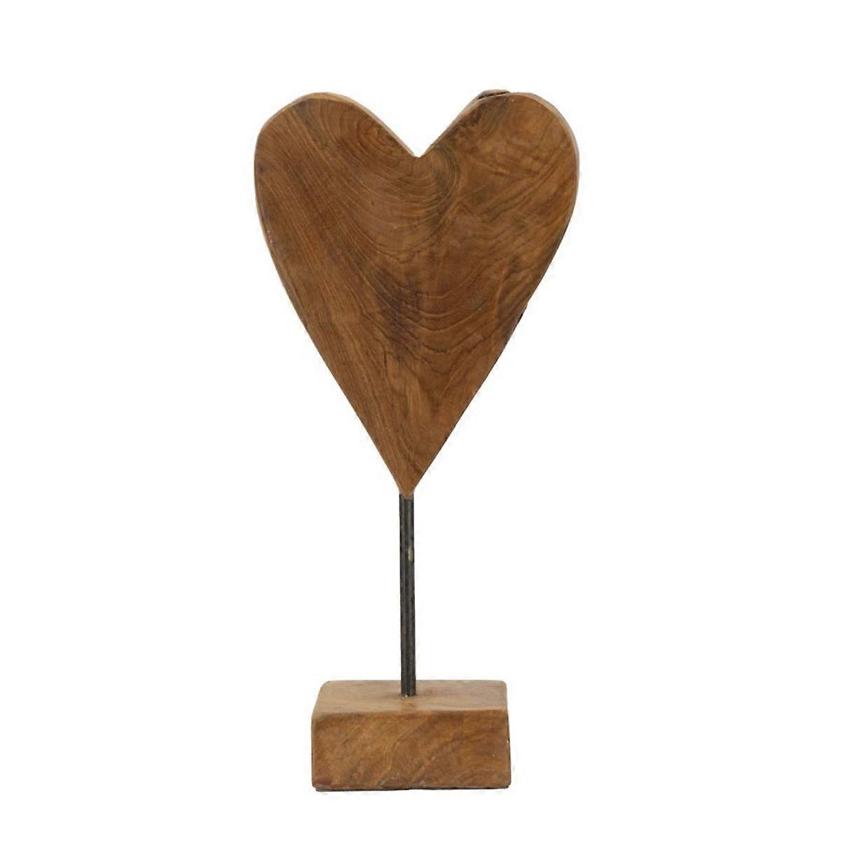 Scultura Cuore 9, Marrone, Legno, 15x10x35 cm