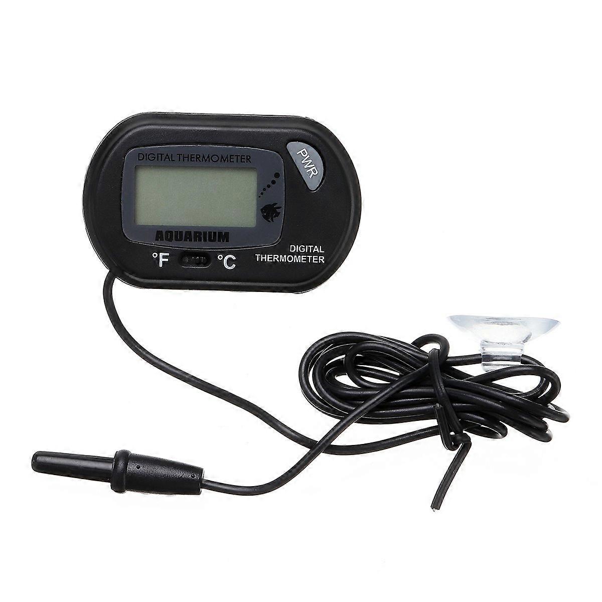 Aquarium Digital Water Thermometer with LCD Screen and Probe for Fish Tank and Marine Use Black