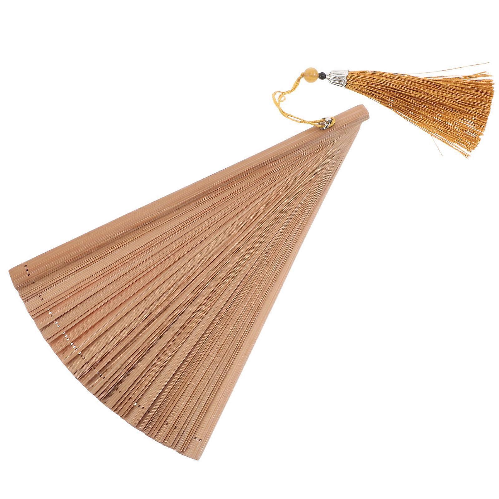 Vintage Bamboo Folding Fan with Tassel for Dance, Hanfu & Festival Performances – Traditional Chinese Craft Accessory