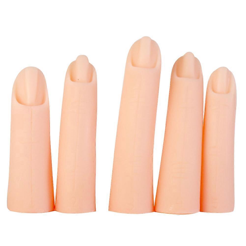 5pcs Manicure Practice Fingers Fake Nail Art Training Models with Complexion
