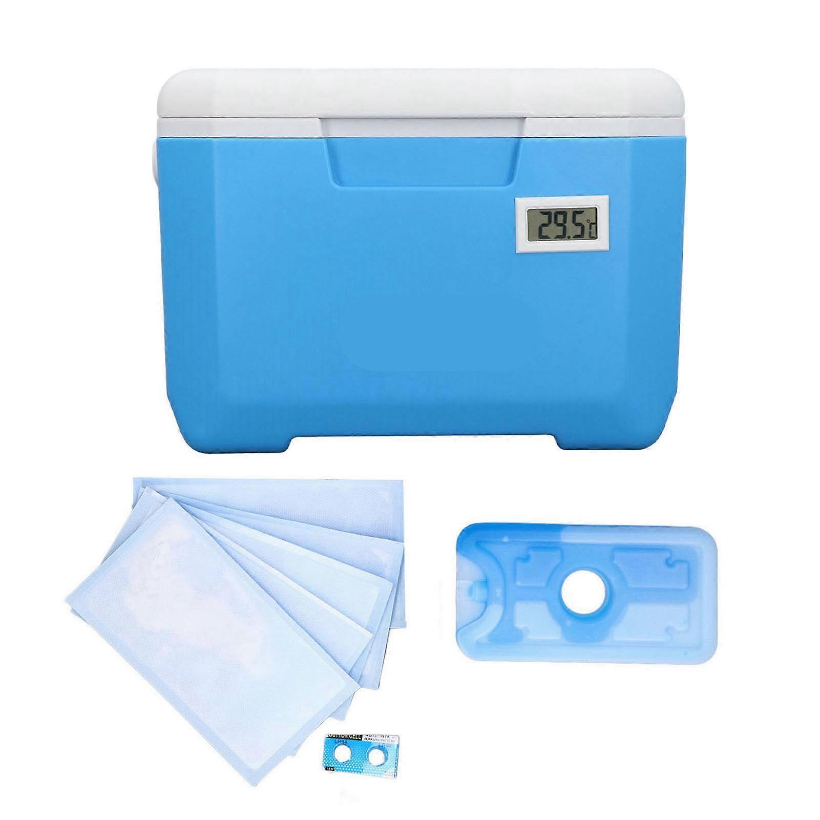 6L Insulated Portable Cooler with Temperature Display and Handle, Multifunction Breast Milk Ice Chest for Outdoor and Car Use Blue