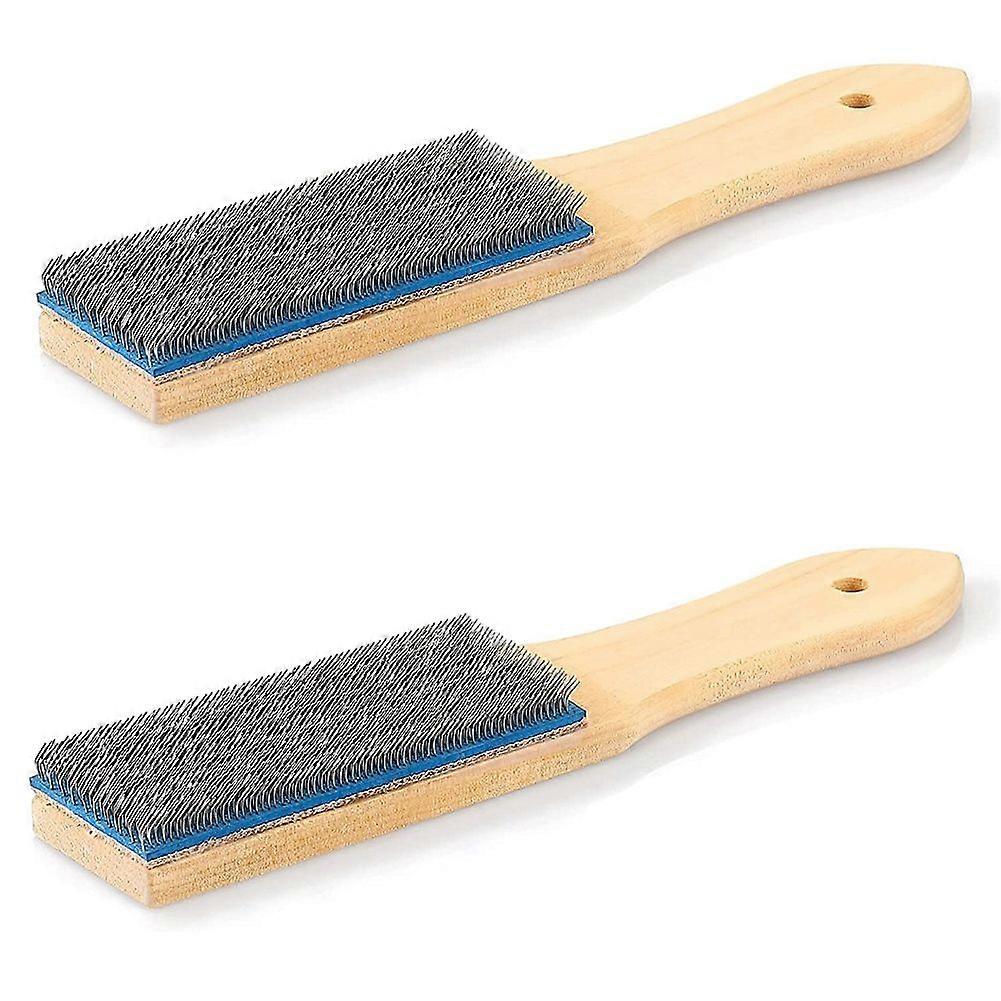 File Card Brush Steel Card File Brush Cleaner Remove Chip Metal Cleaning 8.26 Inch Length, 2 Pieces