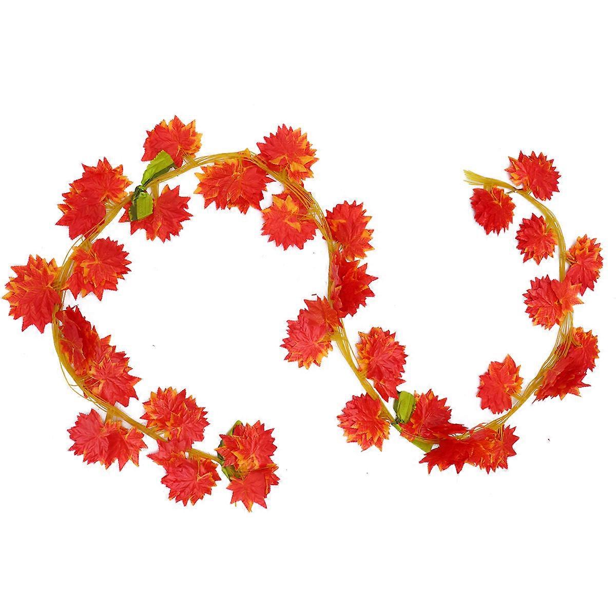 30 Pcs Artificial Leaves Garland For Weddings Home Decor With Large Leaf Rattan Vine Orange