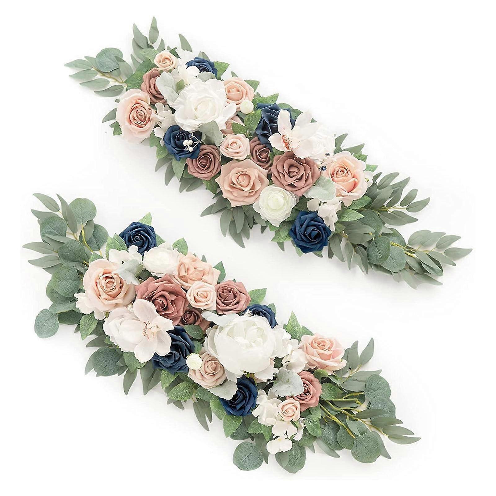 75x35cm Rectangular Floral Artificial Flower Screen Panel, Flower Wall Decor for Reception, Dining Room, 2 Pack