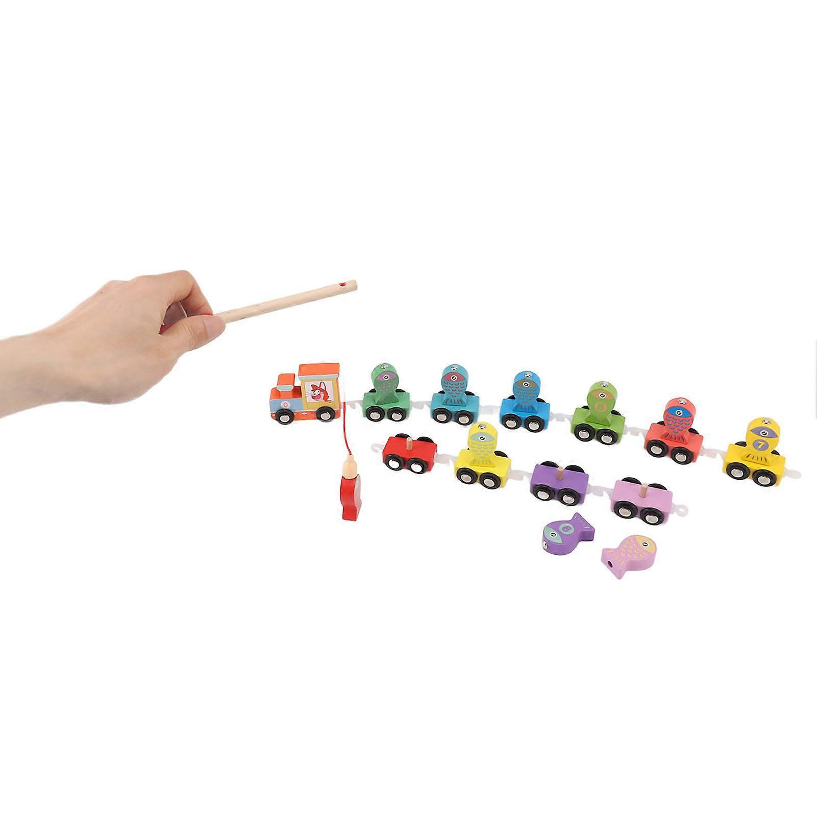 Kids Wooden Fish Blocks Train Set Educational Toy for Coordination