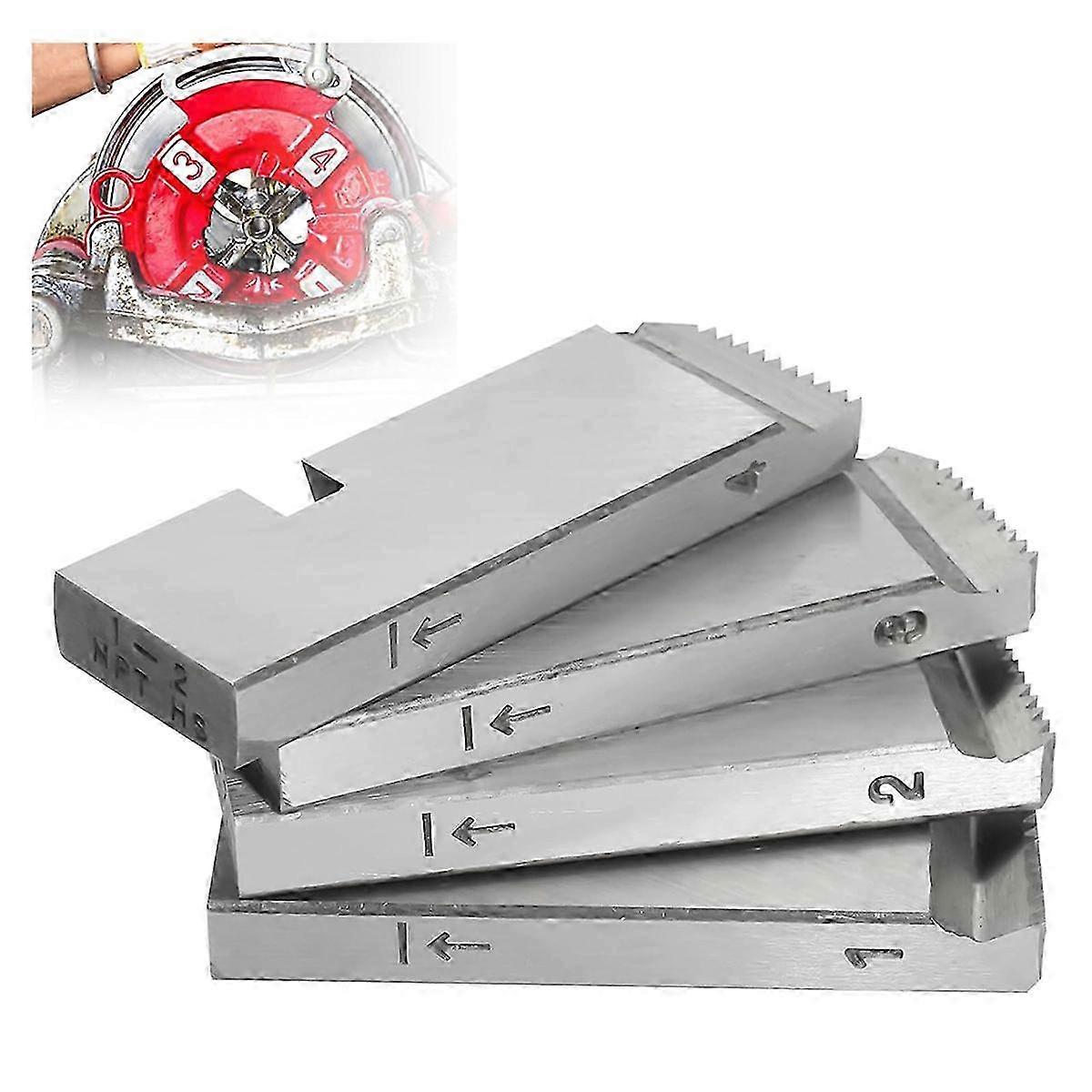 4-Pack Universal Die Pipe Threader Set for RIDGID, High-Speed Threading 1-2 Inch Pipes