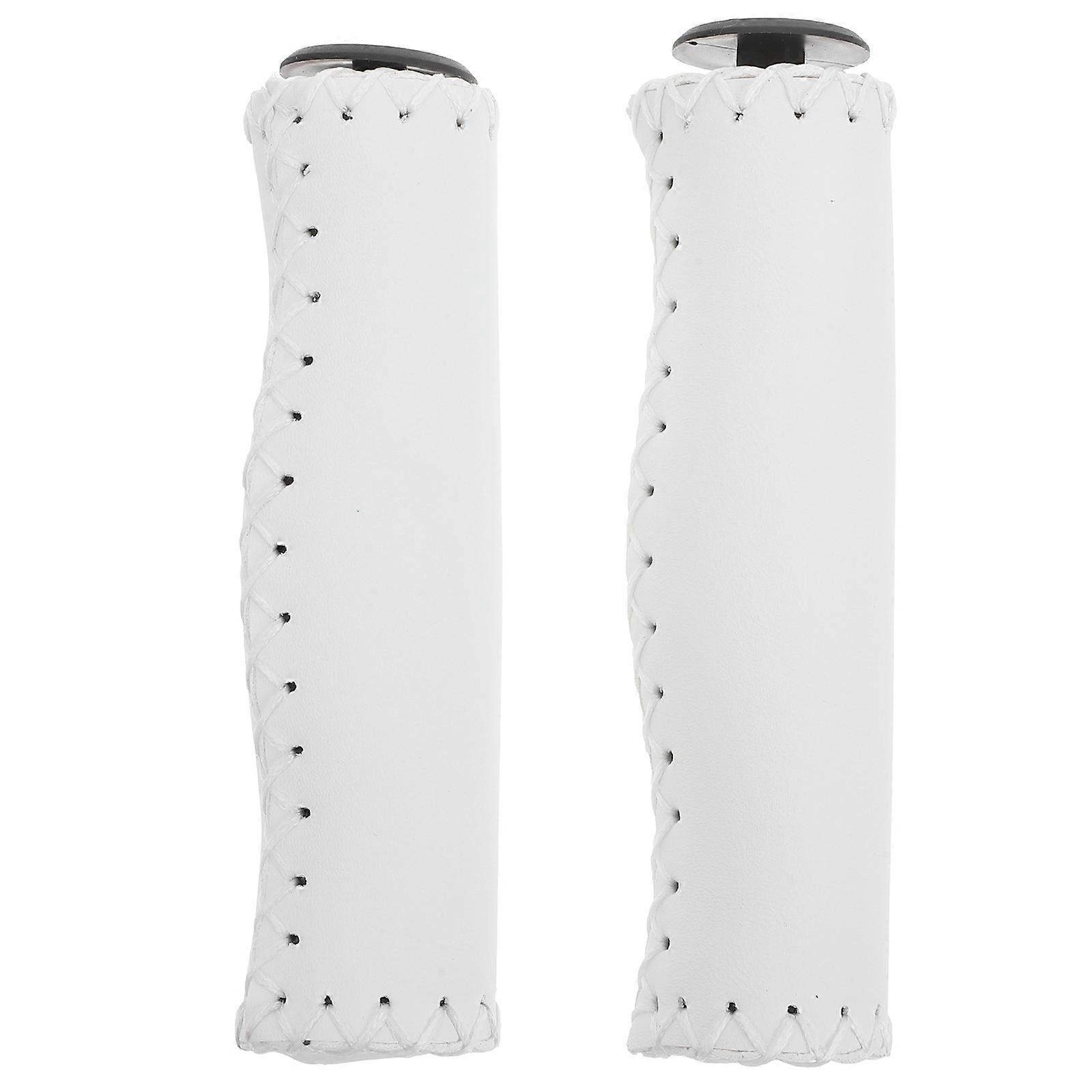 Handlebar Grip Covers for Bike Riding Safety 2Pcs White Shockproof PU