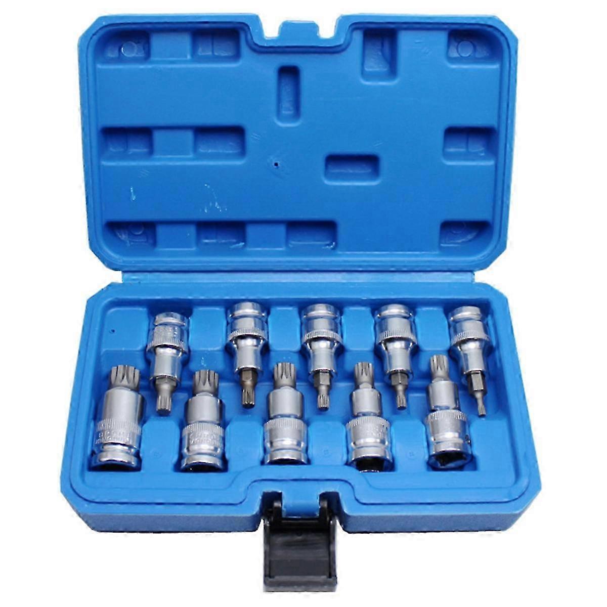 10-Piece Set 1/2-inch Hex Socket Bit Kit with Six-Angle Sleeve for Auto Wrenches