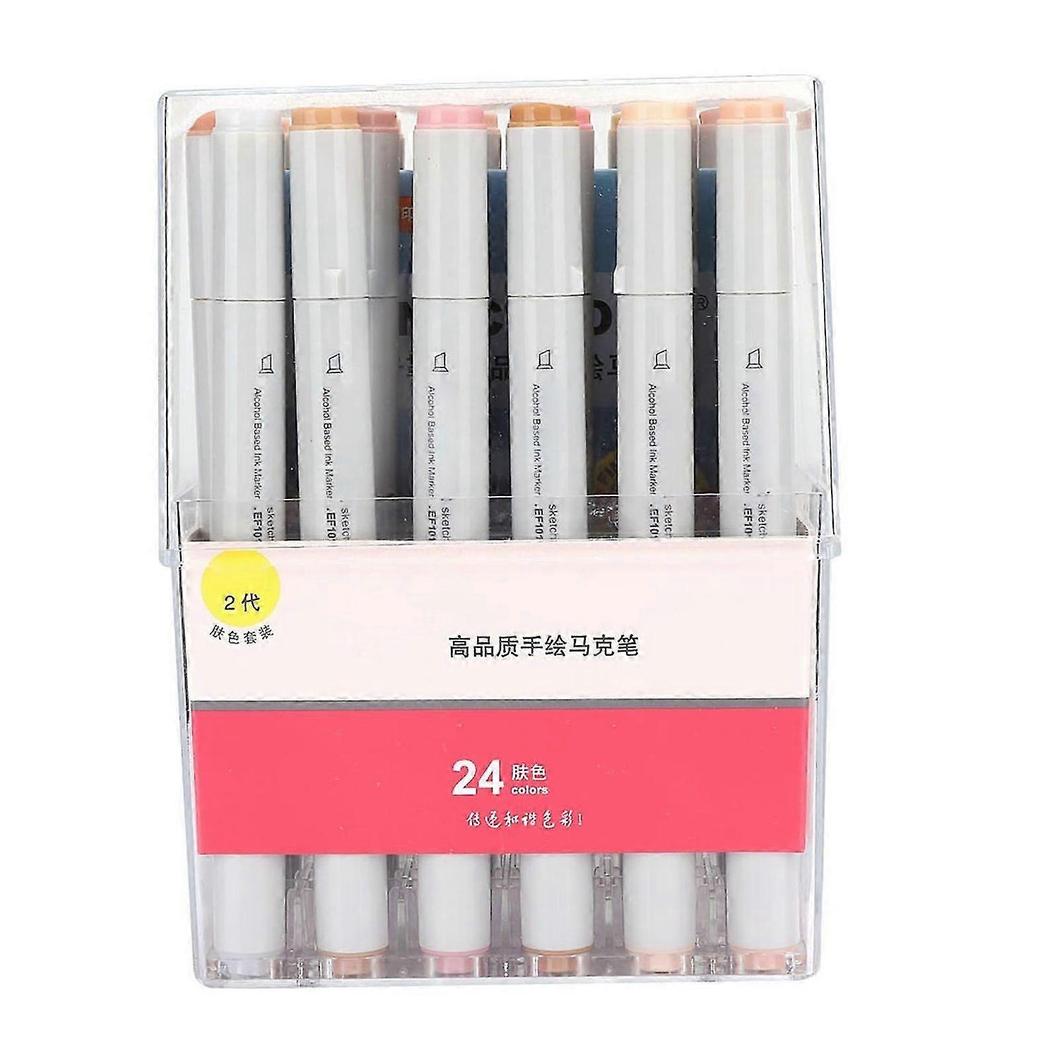2025 Latest Model Marker Pen Double Head Skin Colors Transparent Set Painting