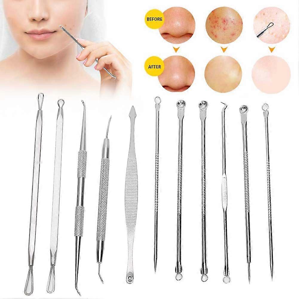 11pcs Stainless Steel Acne Extractor Kit Blackhead Removal Tool