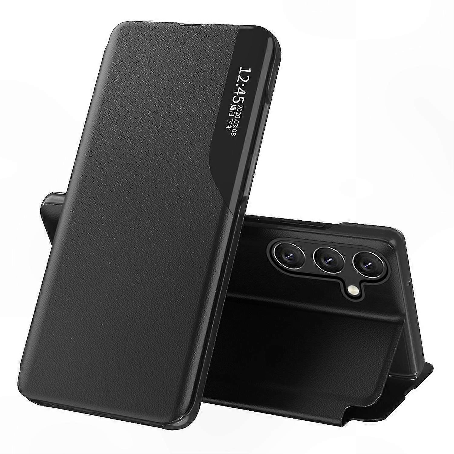 Magnetic Auto-Closing Phone Case with Clear View Window for Galaxy A54 5G - Anti-Scratch Leather Flip Cover with Stand Functionality