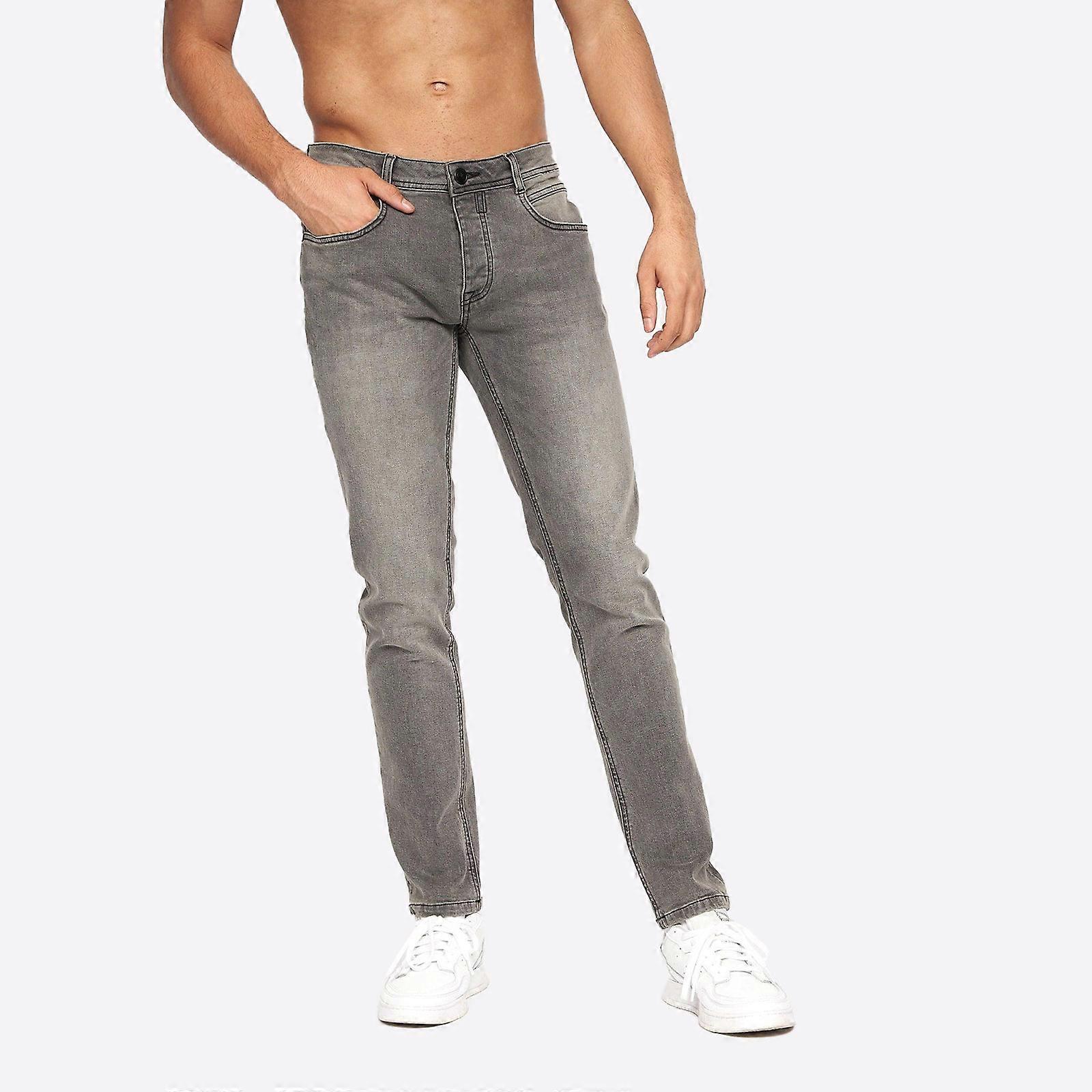 Crosshatch Malcolm Jeans (Slim Fit) Light Grey Wash