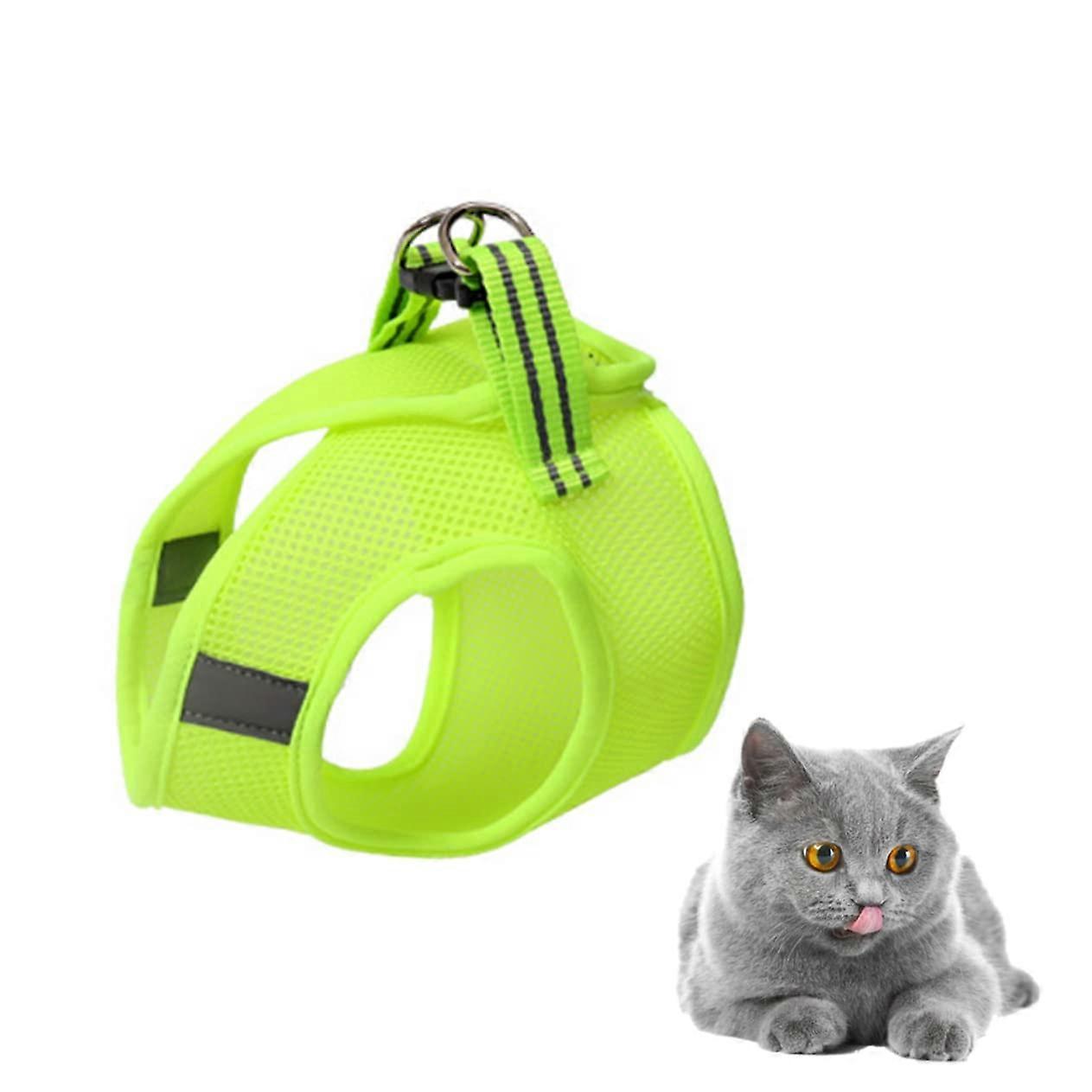 Vest Type Cat Harness for Outdoor Use, Breathable Pet Chest Strap in Fruit Green, Lightweight, Easy to Clean Design