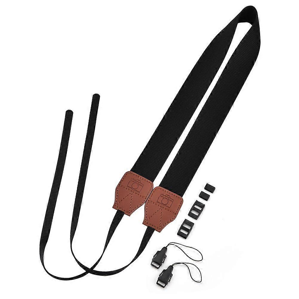 Universal 1cm Wide Colorful Polyester Fabric Shoulder Neck Camera Belt Strap (Black)