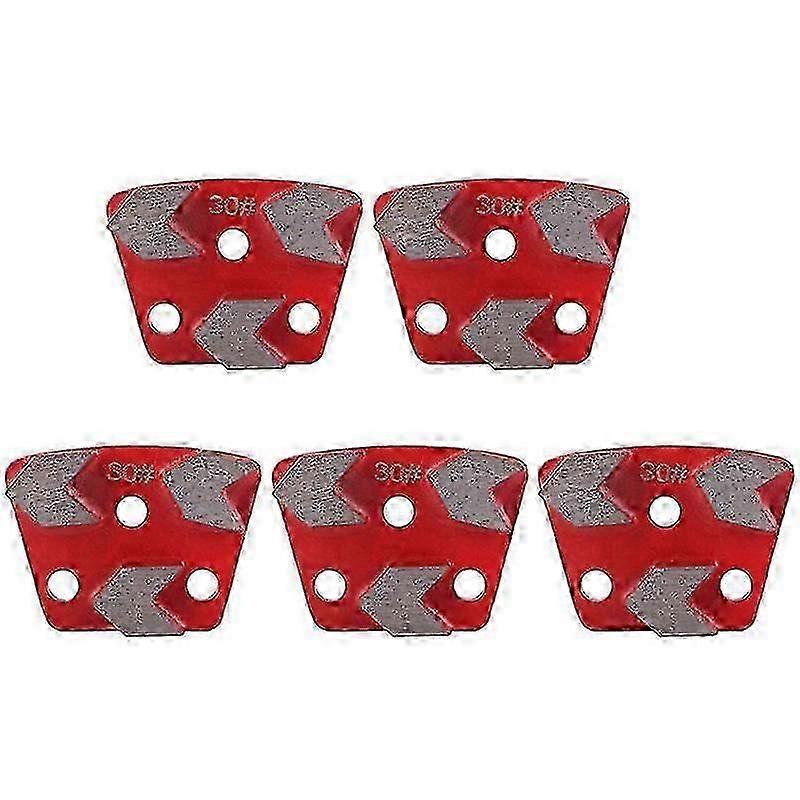 3 Pack Diamond Grinding Pads - Trapezoid 30# Grit With 2 Cylindrical Teeth For Concrete Floor Polishing, Red, For Grinder Tools
