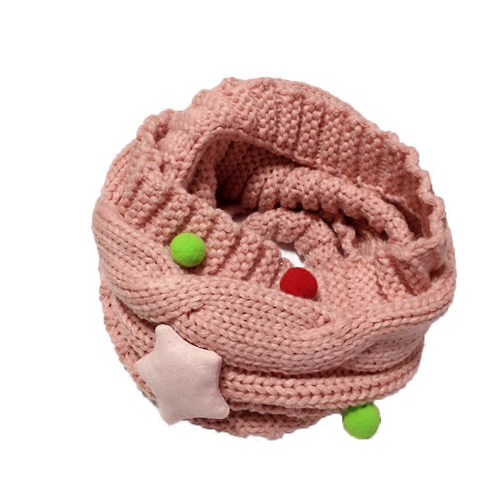 Kids Neckerchief Winter Scarf for Kids Pink Star Pom Ball Design