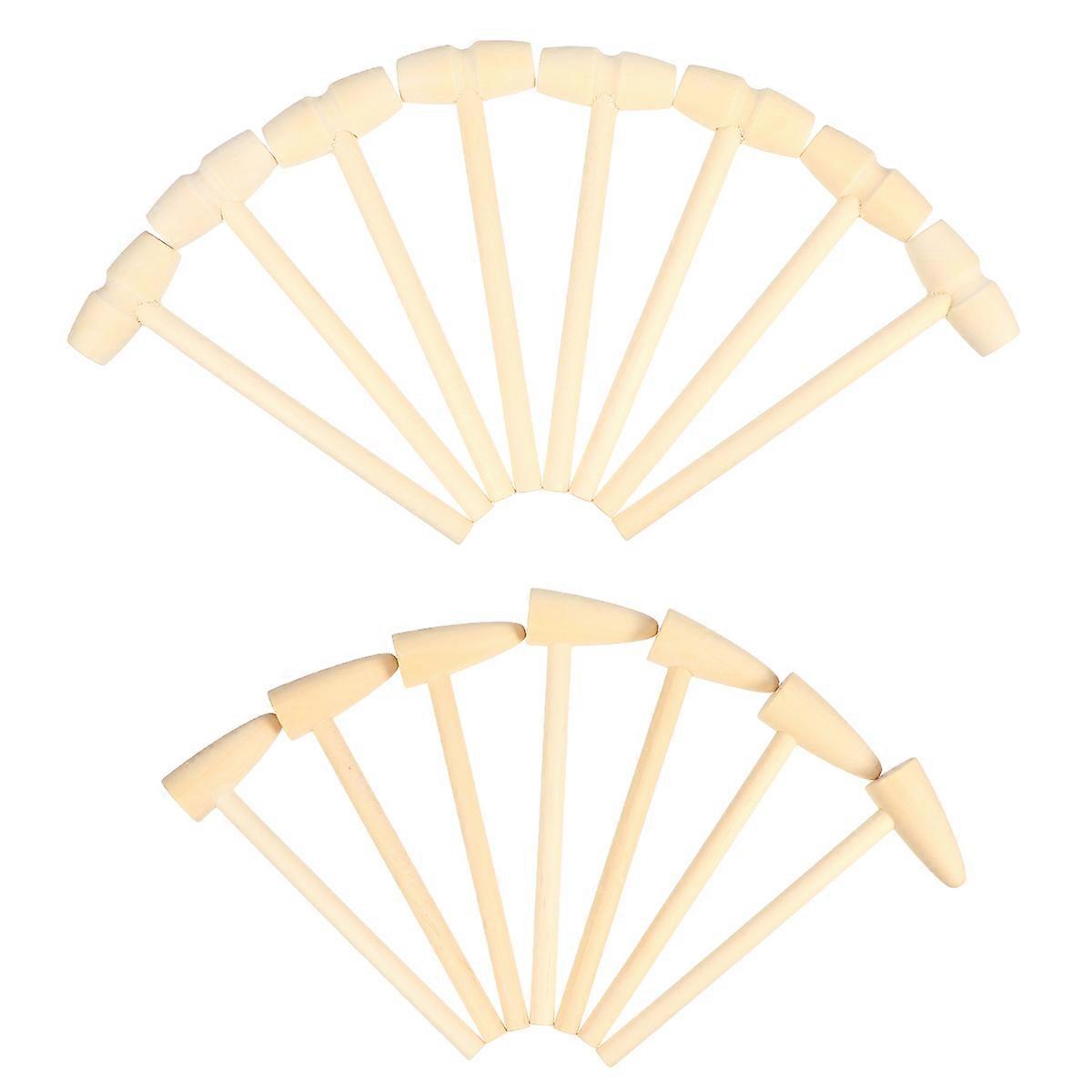 Toy Hammers Small Hammers for Knocking Use 15Pcs Pack Wood Beige