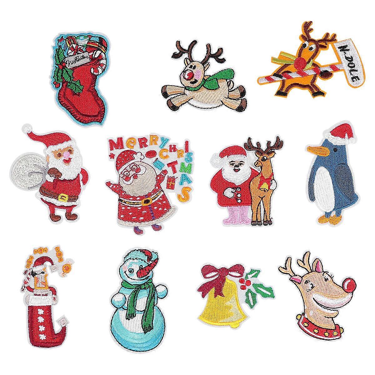 Decorative Christmas Sticker Patches Ideal For Kids And Friends In Assorted Color With DIY Adhesive Feature 11Pcs