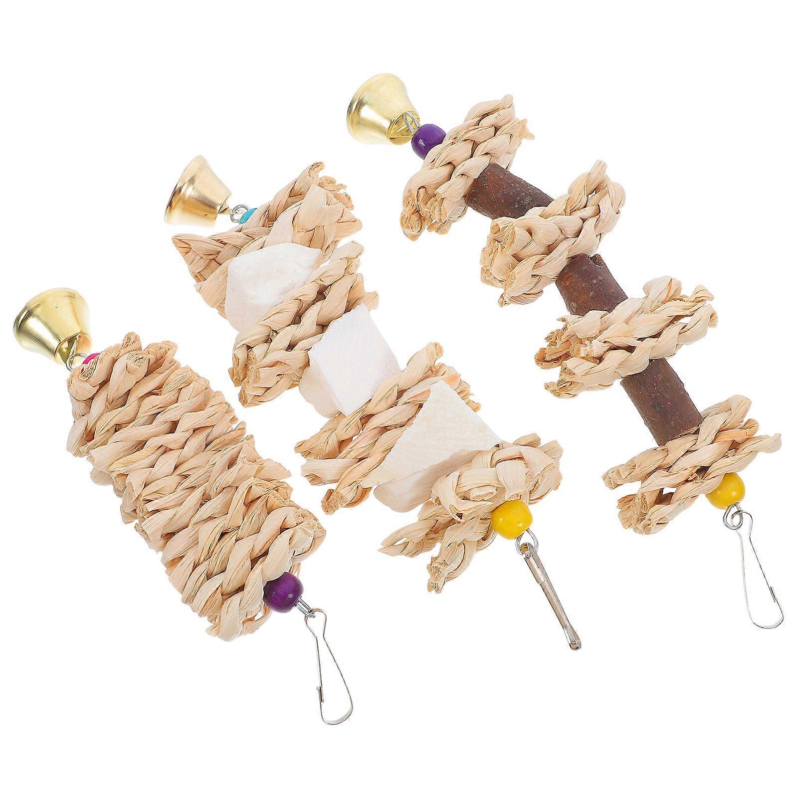 Parrot Toy Natural Straw Chew Toys for Bird Cage 15Pcs Set
