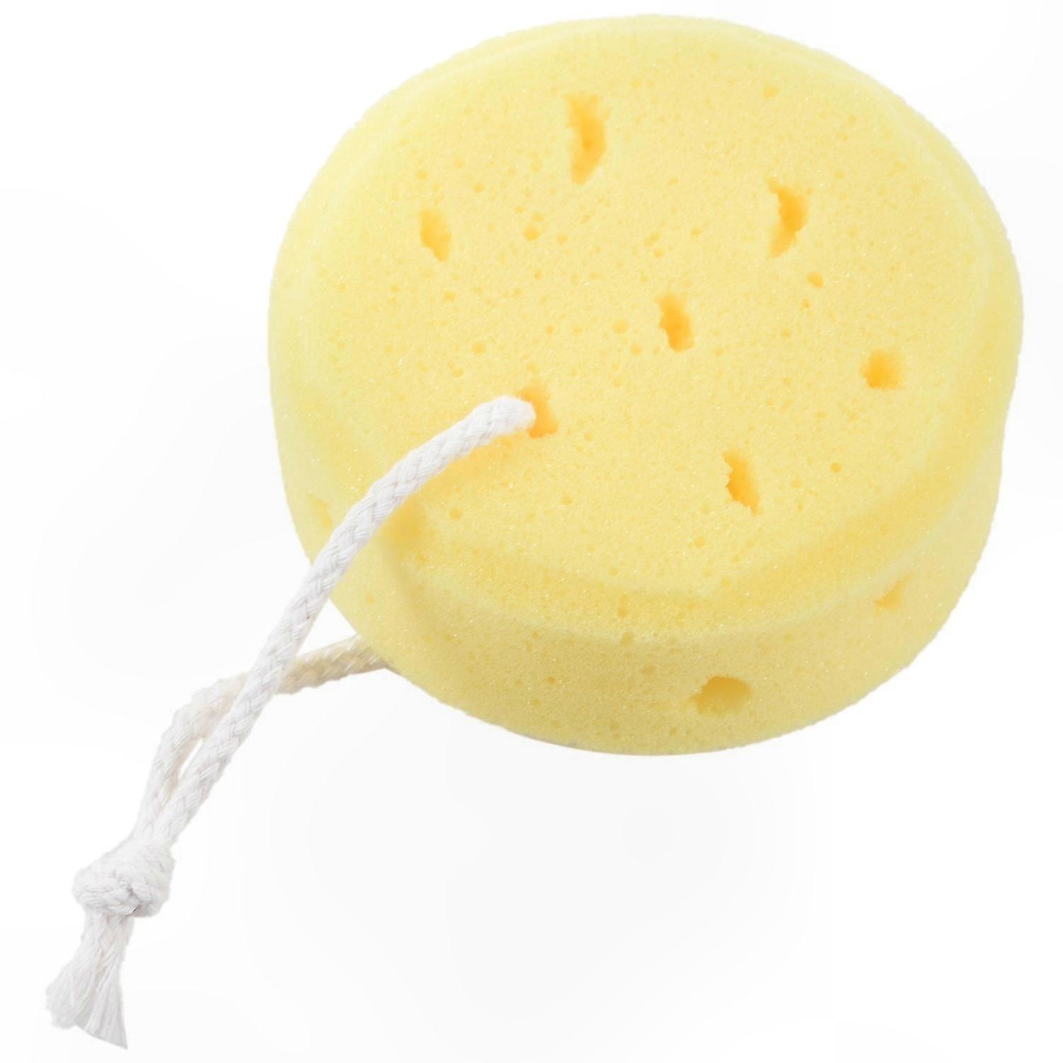 Soft Yellow Shower Sponge with Hanging Loop for Body Cleansing