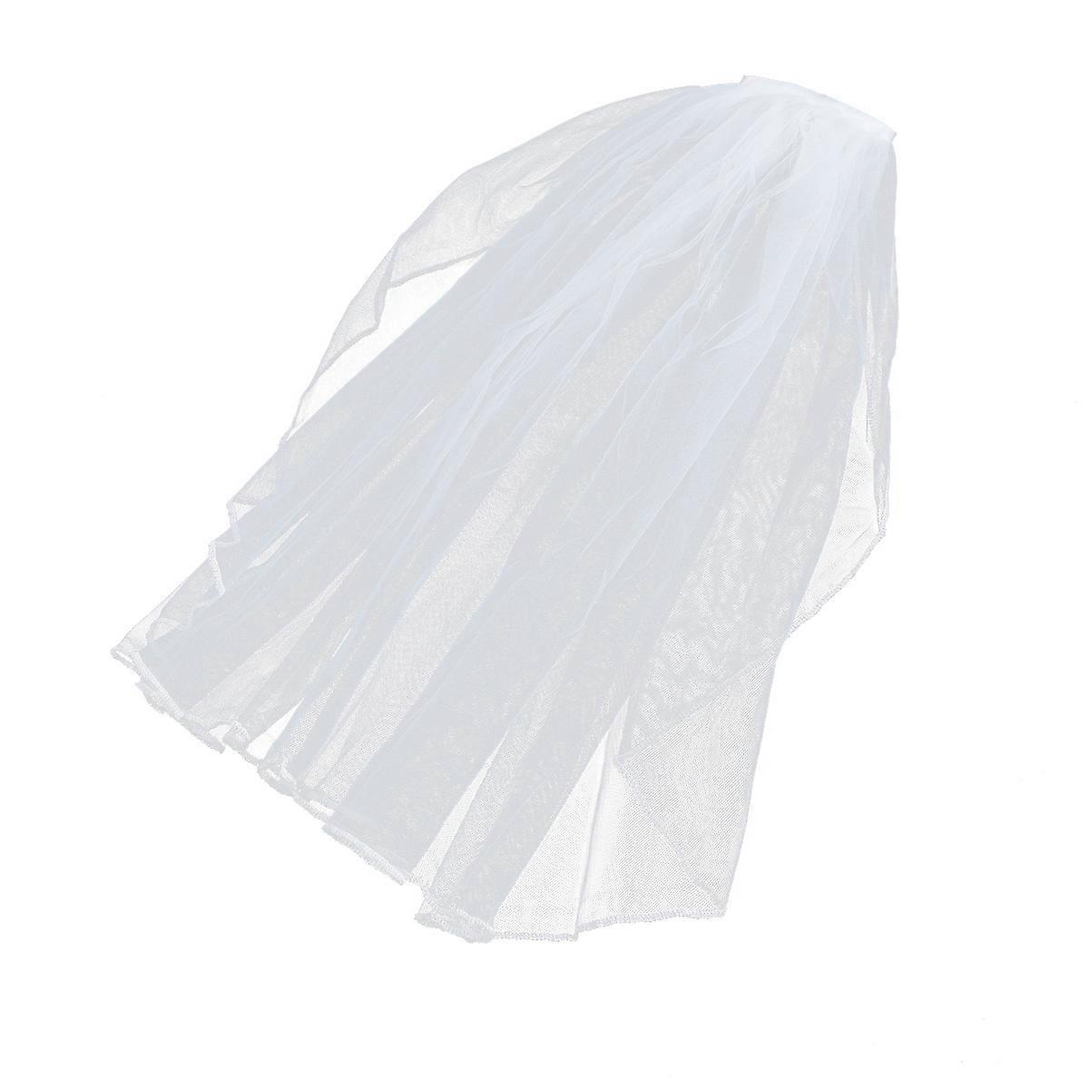 Bridal Veils Short Wedding Veil with Comb and Ribbon 2Pcs for Bride