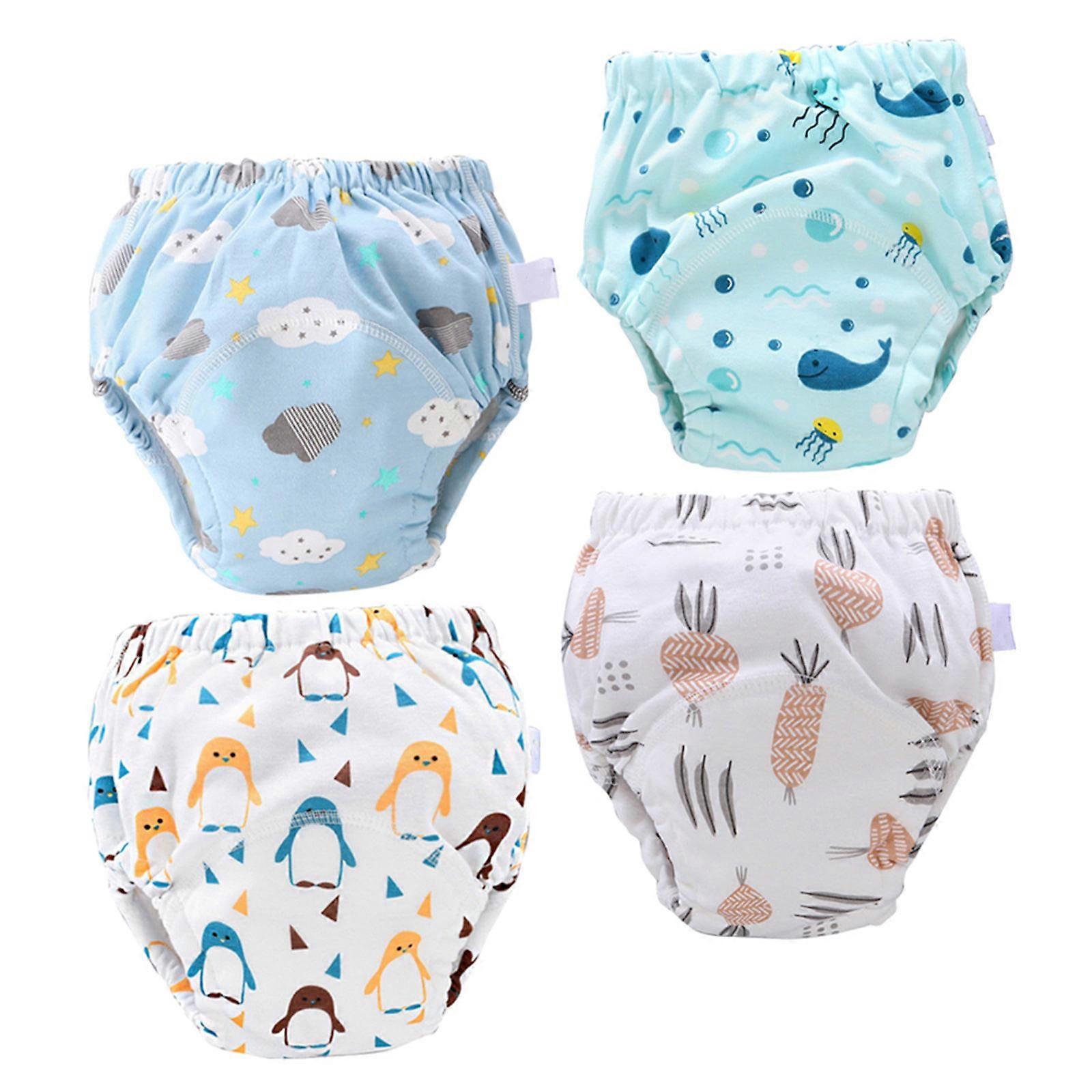 Baby Reusable Diapers 4Pcs Breathable Comfortable M Size Cotton Diapers Ideal For Shopping And Walking Gentle Training Pants