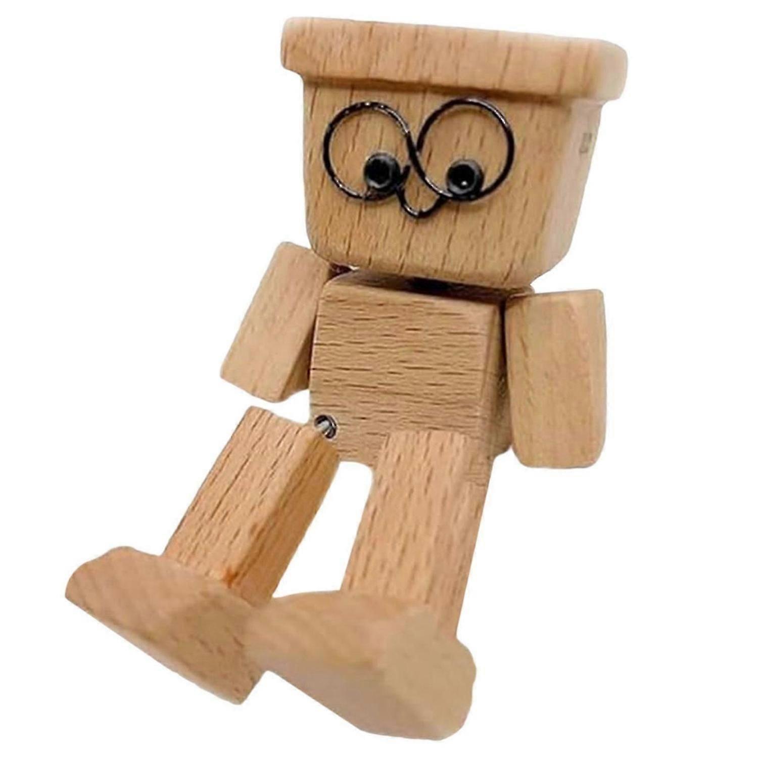 Hand-made Shaking Feet Wooden Doll Novelty Handcrafted Desk Toy Holiday Present Idea