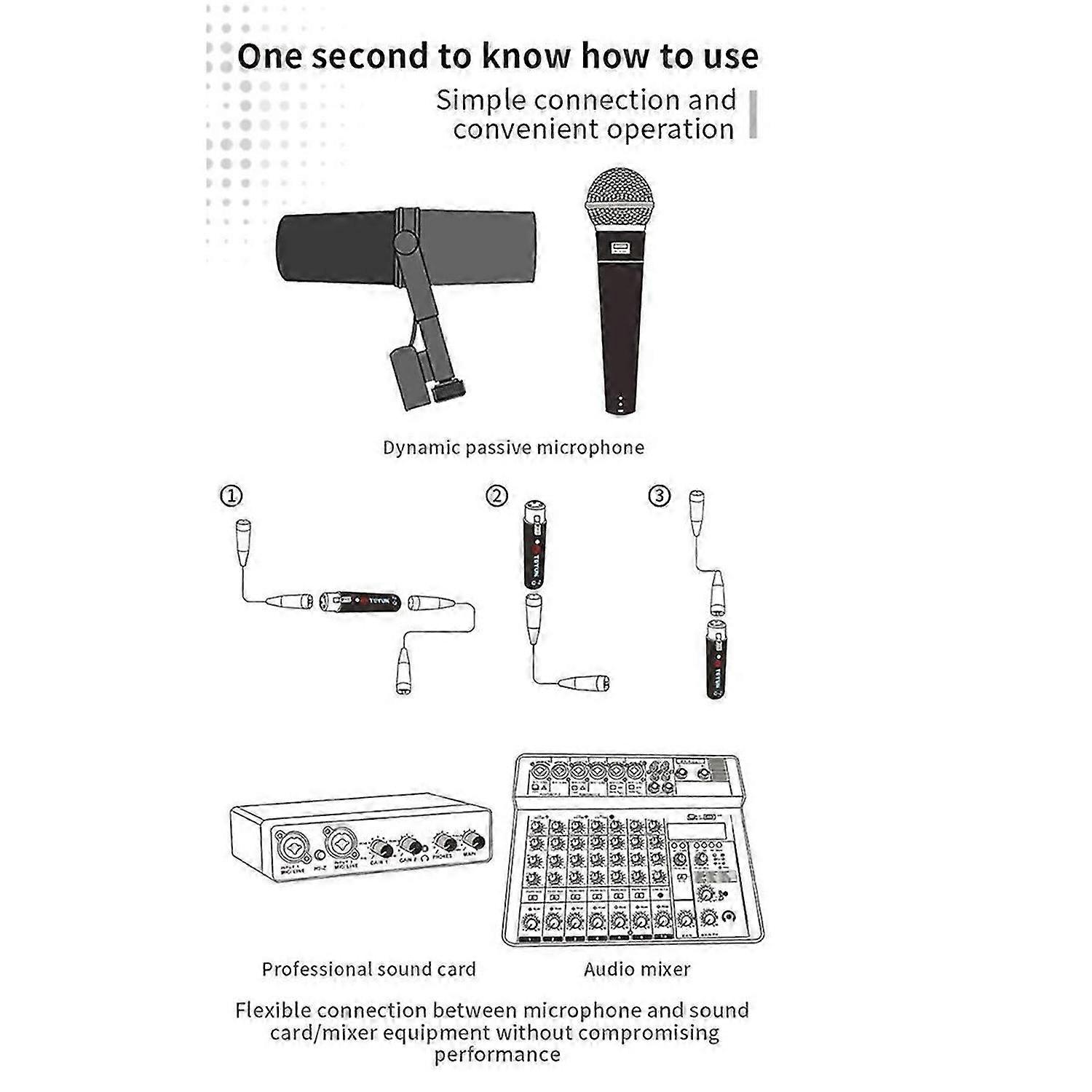 Q2 Microphone Dynamic Preamplifier 28Db Gain Dynamic Mic Amplifier 48V Metal Structure Q-2 for Live