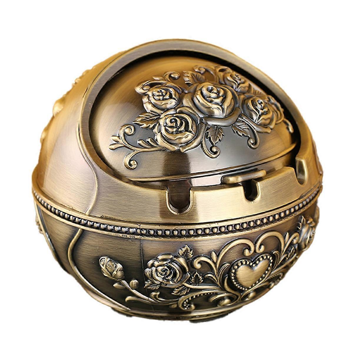 Vintage Windproof Ashtray with Lid Decorative B